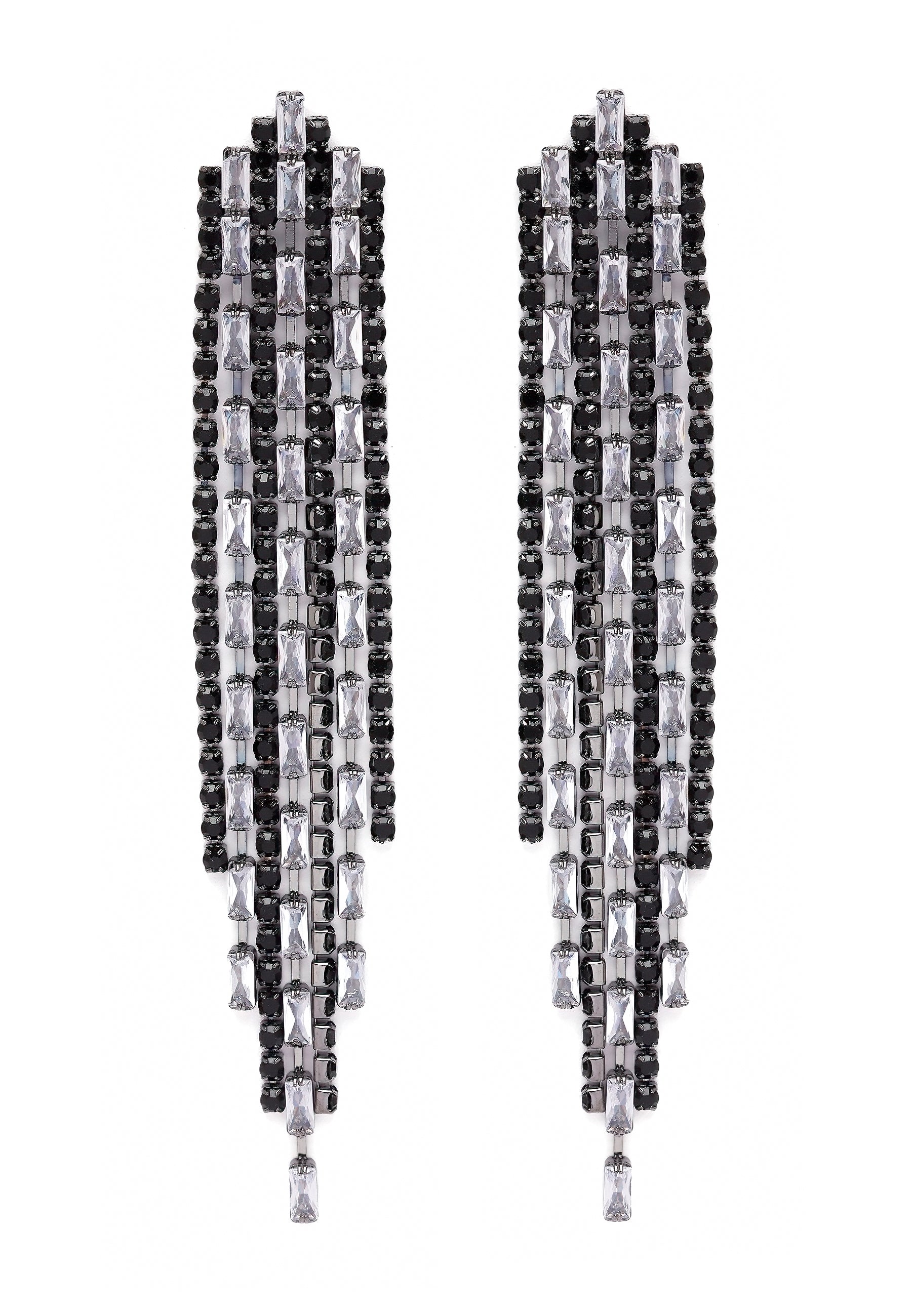 Black Diva Fringed Dangle Earrings