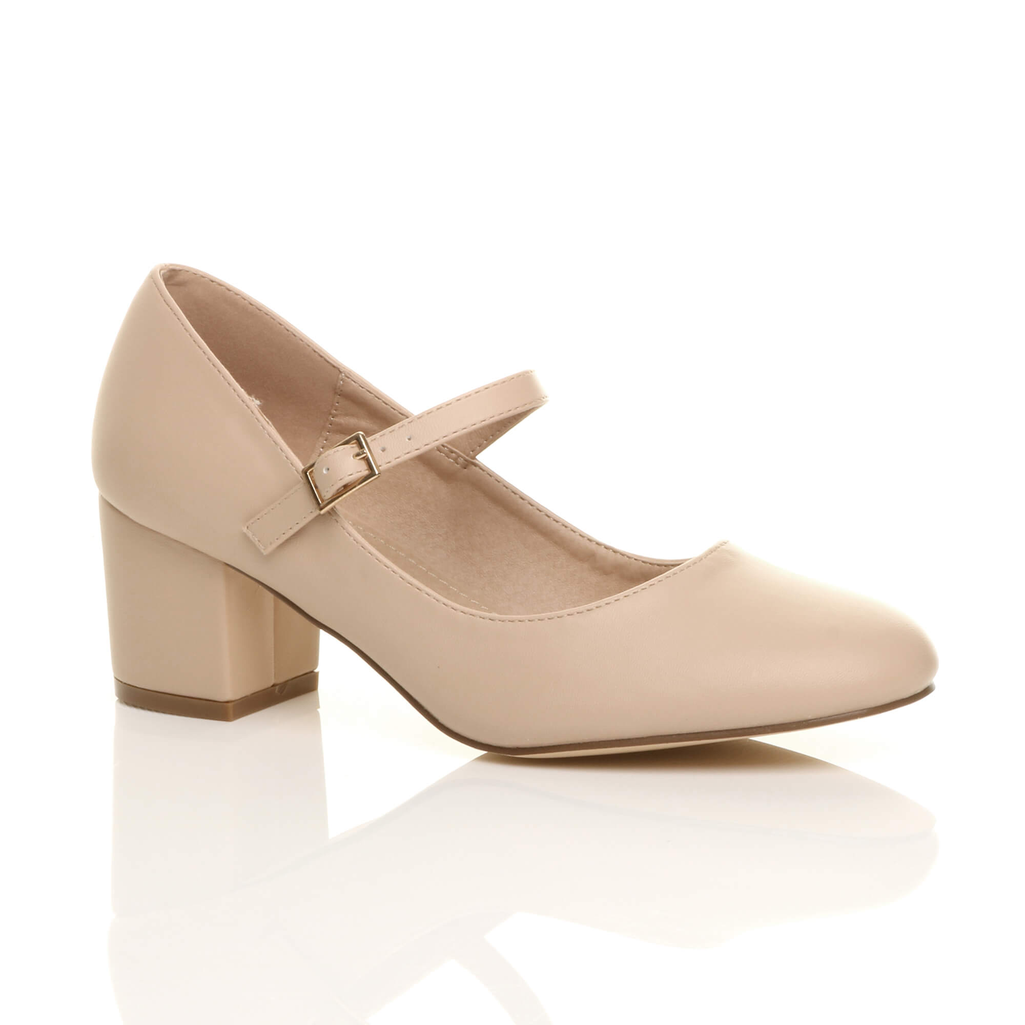 Black Mid Block Heel Mary Jane Court Shoes