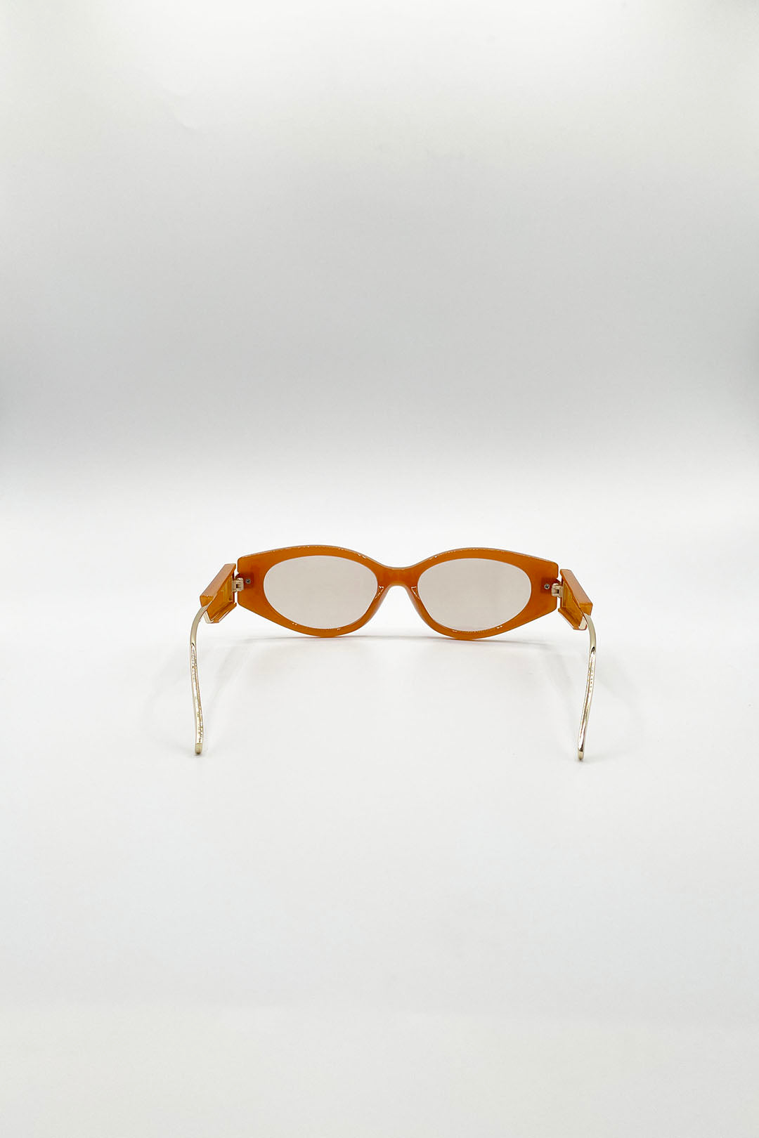 Orange Oval Metal Detail Sunglasses, Image 5 of 5