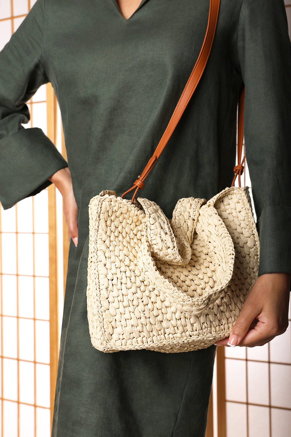 Natural Where's That From Natural Vivid Raffia Tote Bag, Image 2 of 5