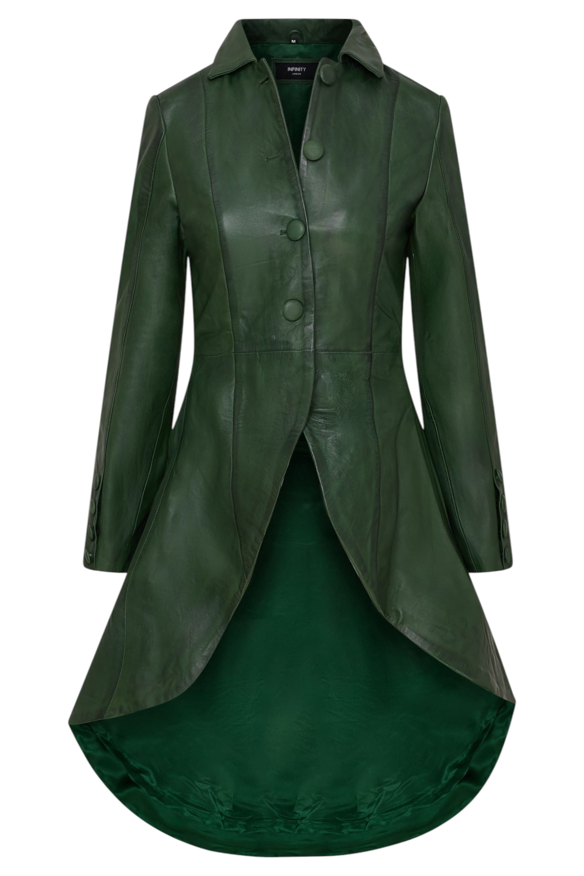 Green Goth Full Length Victorian Leather Coat, Image 1 of 6