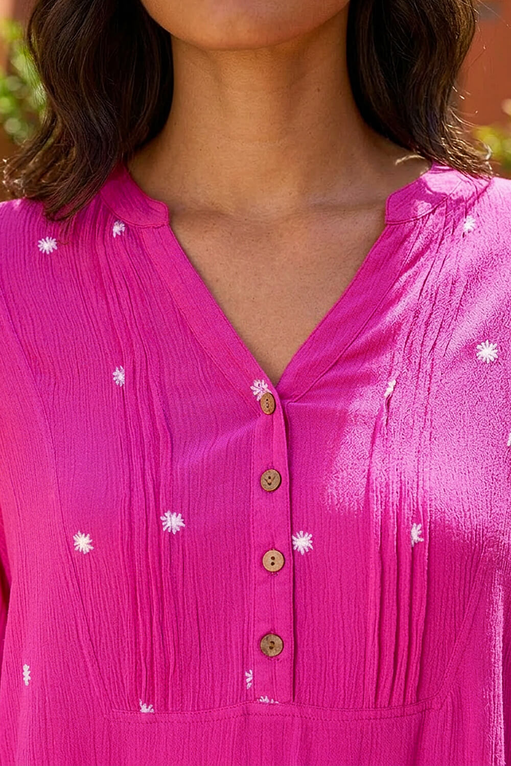 Cerise Embroidered Dot Top, Image 5 of 4