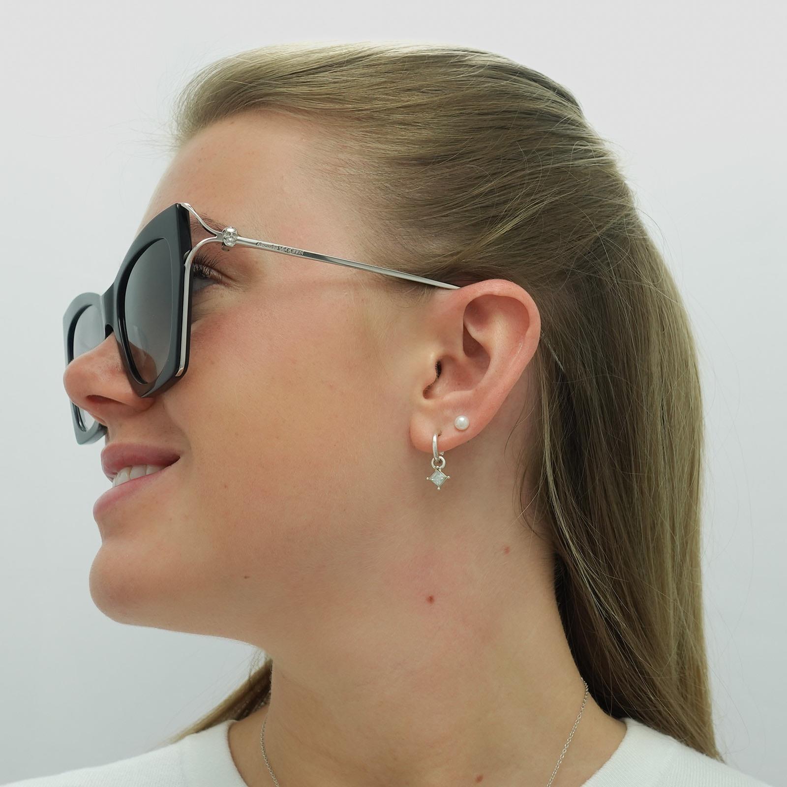 Black Alexander McQueen Black Cat Eye Black Silver  Grey Gradient AM0375S, Image 3 of 3