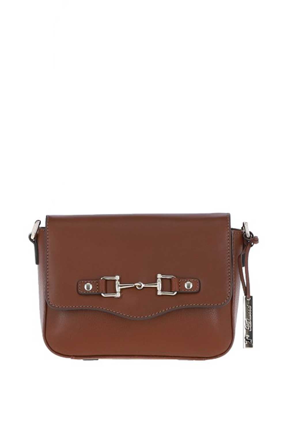 Tan Flap Over Real Leather Crossbody Bag, Image 1 of 4