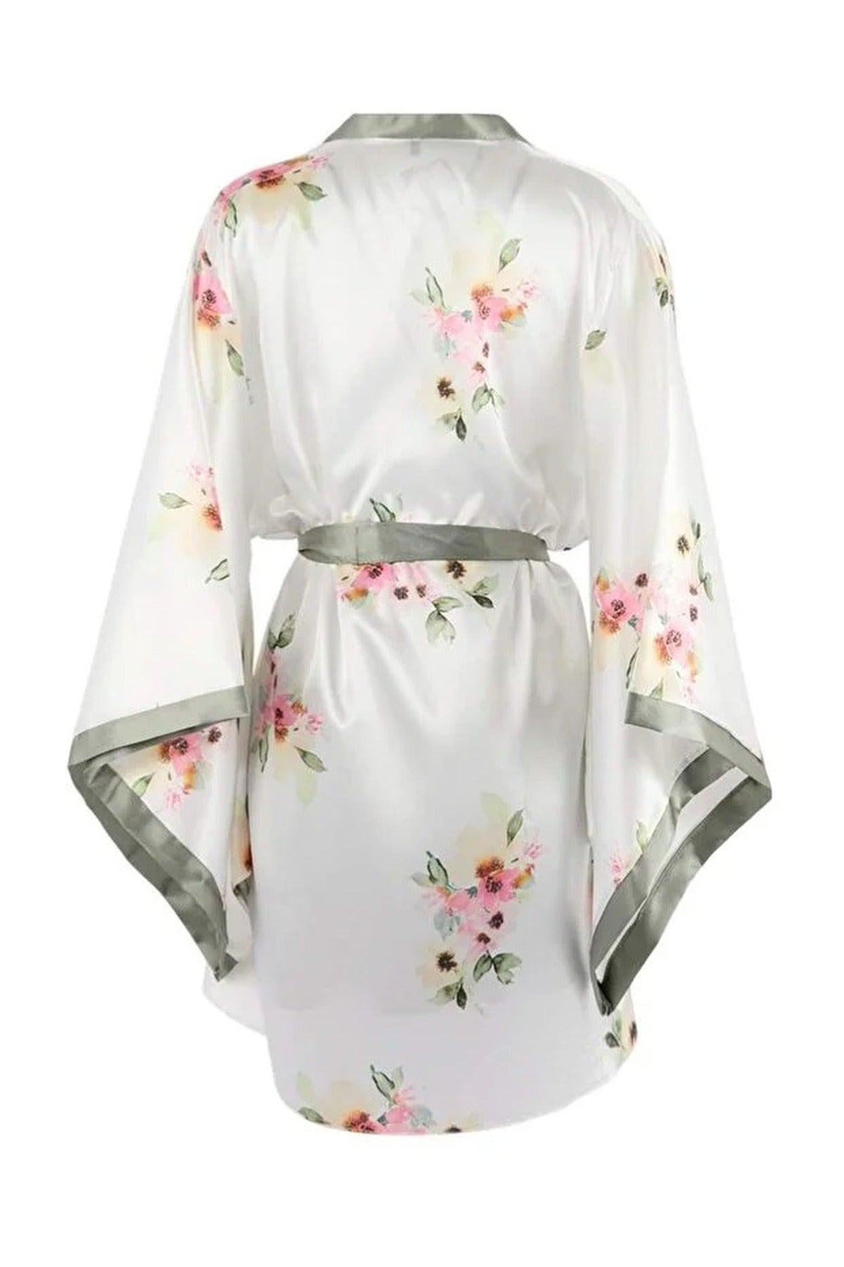 Multi 2 Piece Satin Nightdress Set with Belted Floral Robe, Image 4 of 7