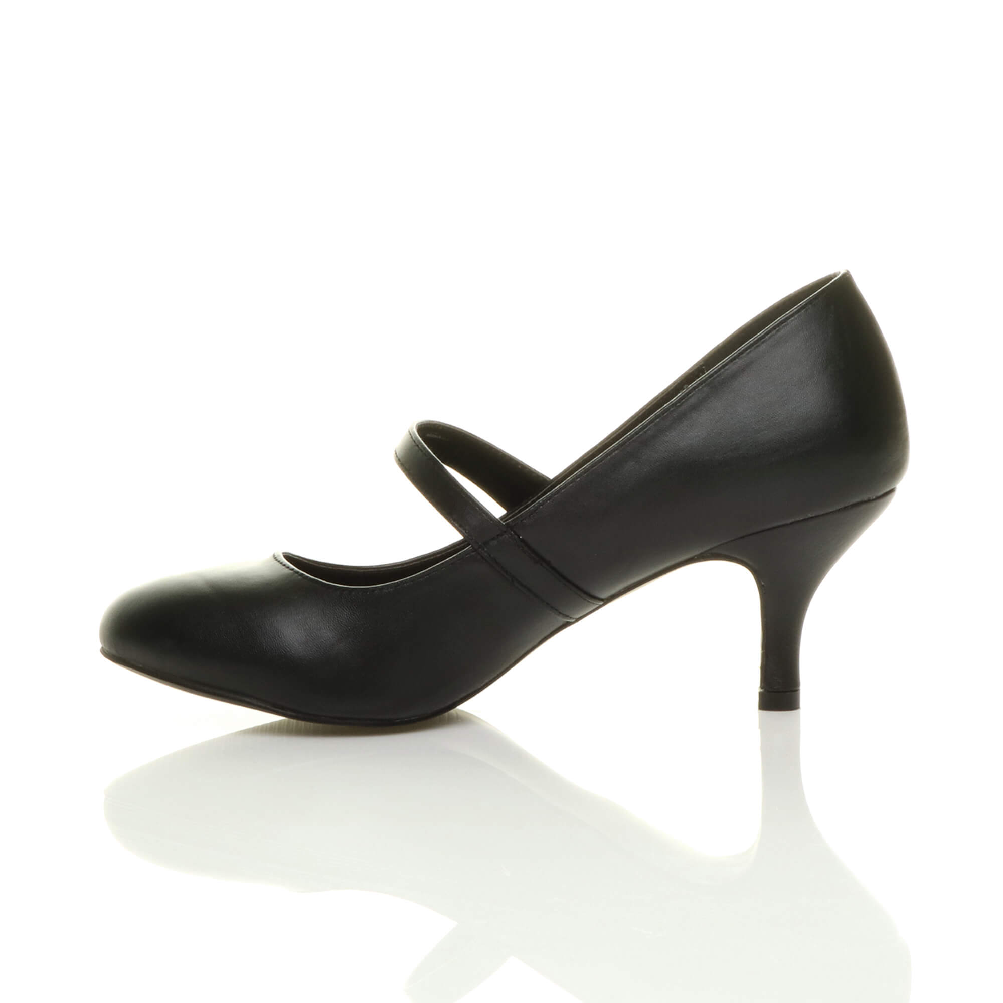 Black AJVANI Black Mid Heel Mary Jane Court Shoes, Image 3 of 6