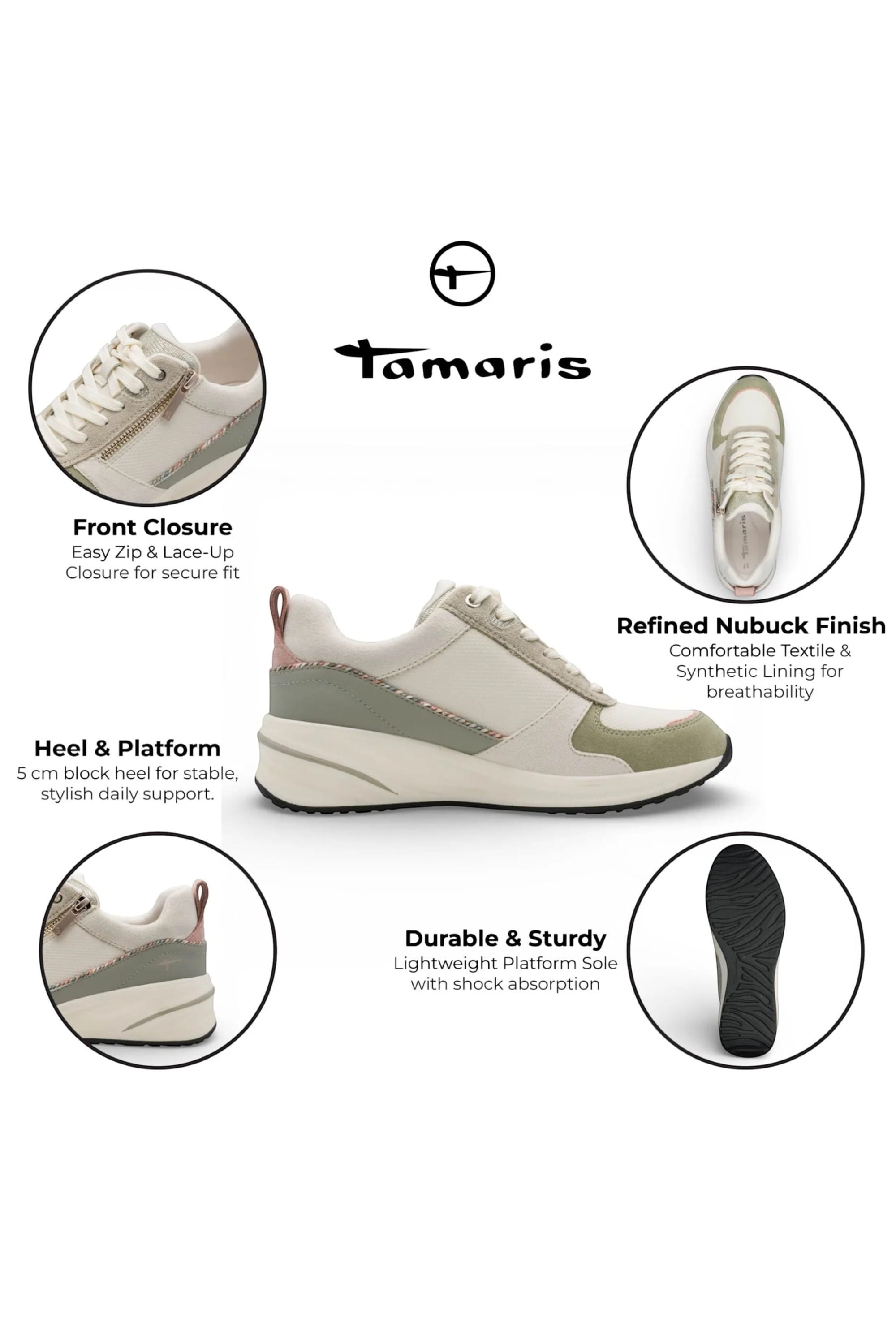 Green Tamaris Green Tamaris White Green Platform Sneakers, Image 2 of 7