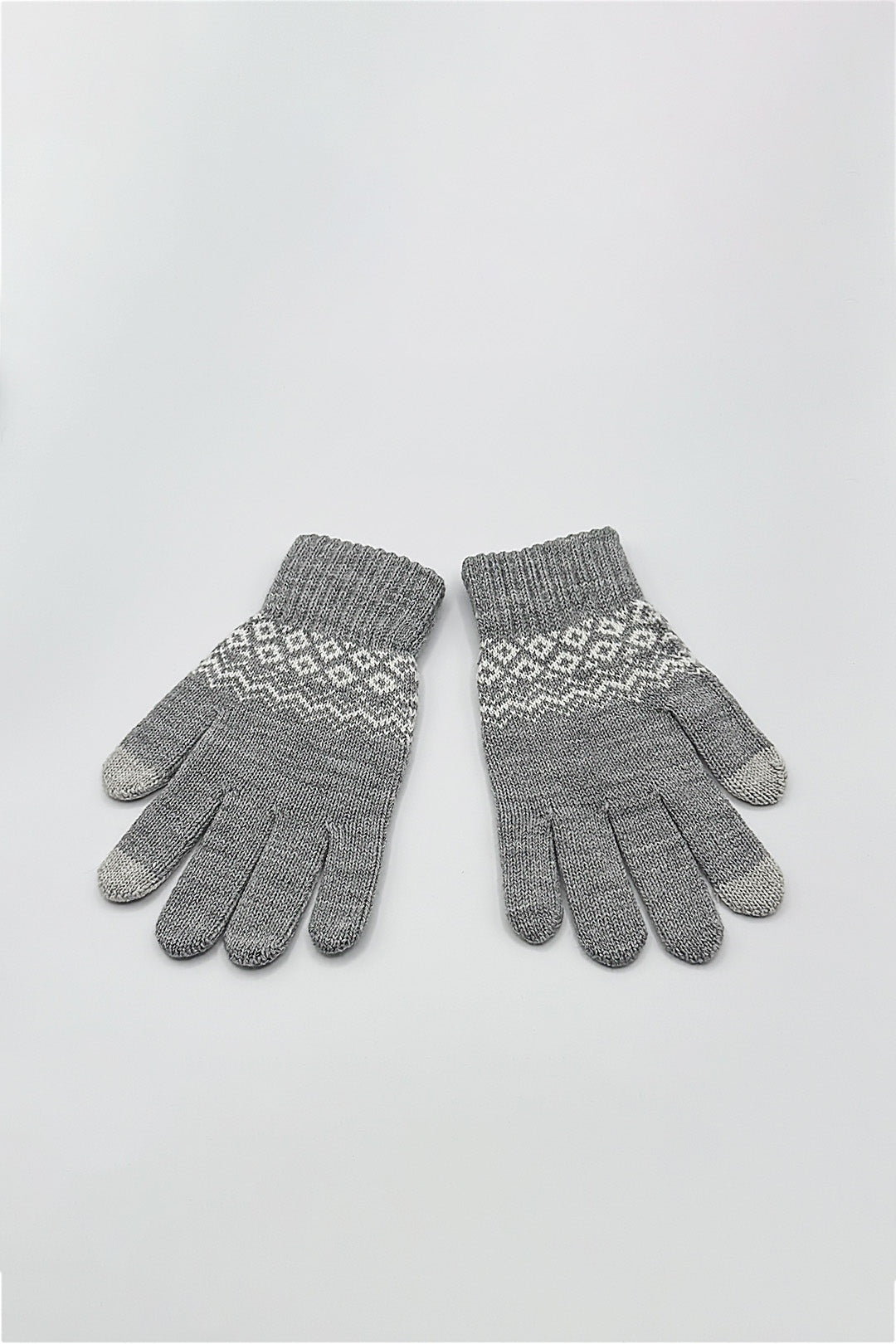 Grey Pattern Gloves - Touch Screen, Image 2 of 3