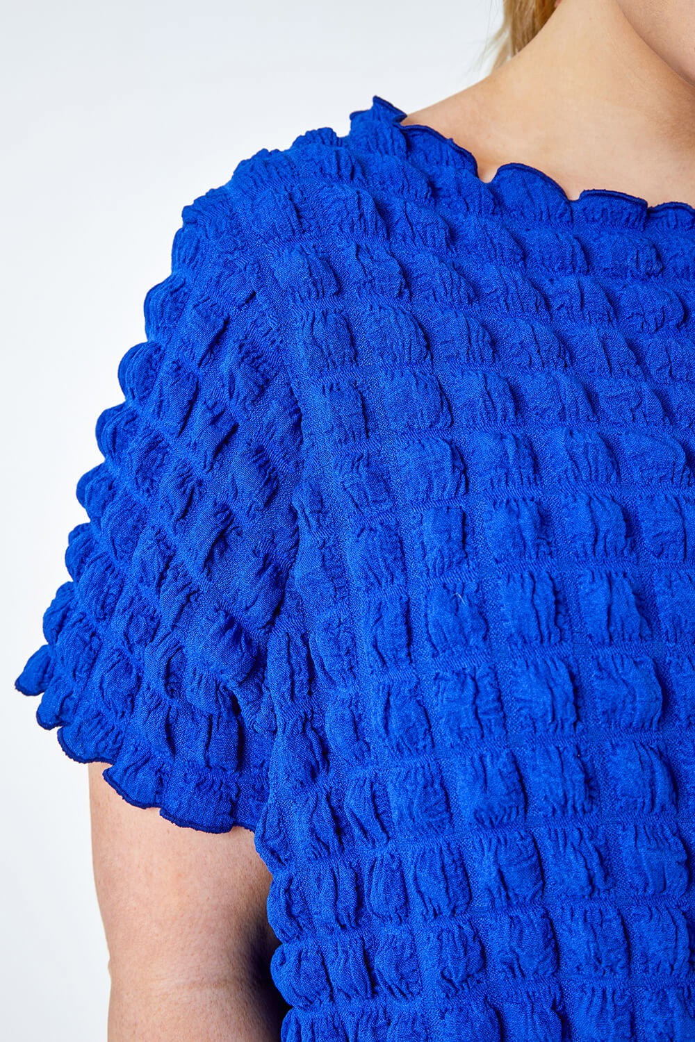 Royal Blue Curve Square Textured Stretch Top, Image 5 of 5