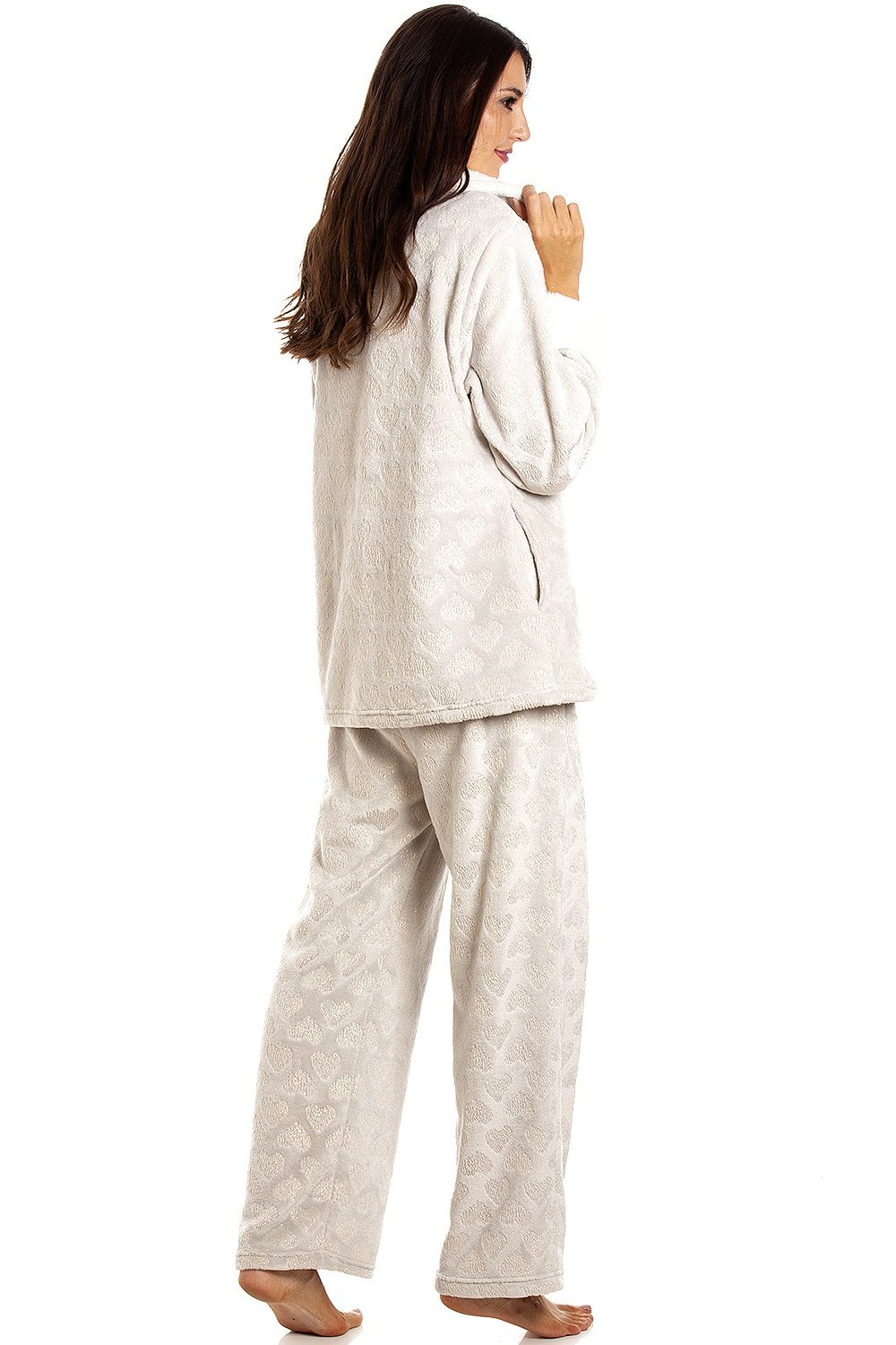 Light Grey Supersoft Glitter Heart Pyjama Set, Image 2 of 5