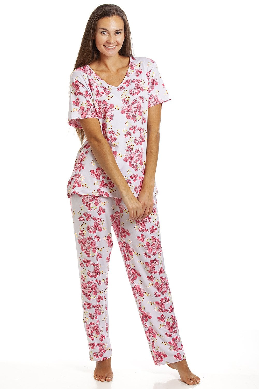 Pink Camille Lingerie Pink Spandex Full Length Pyjama Set, Image 2 of 5