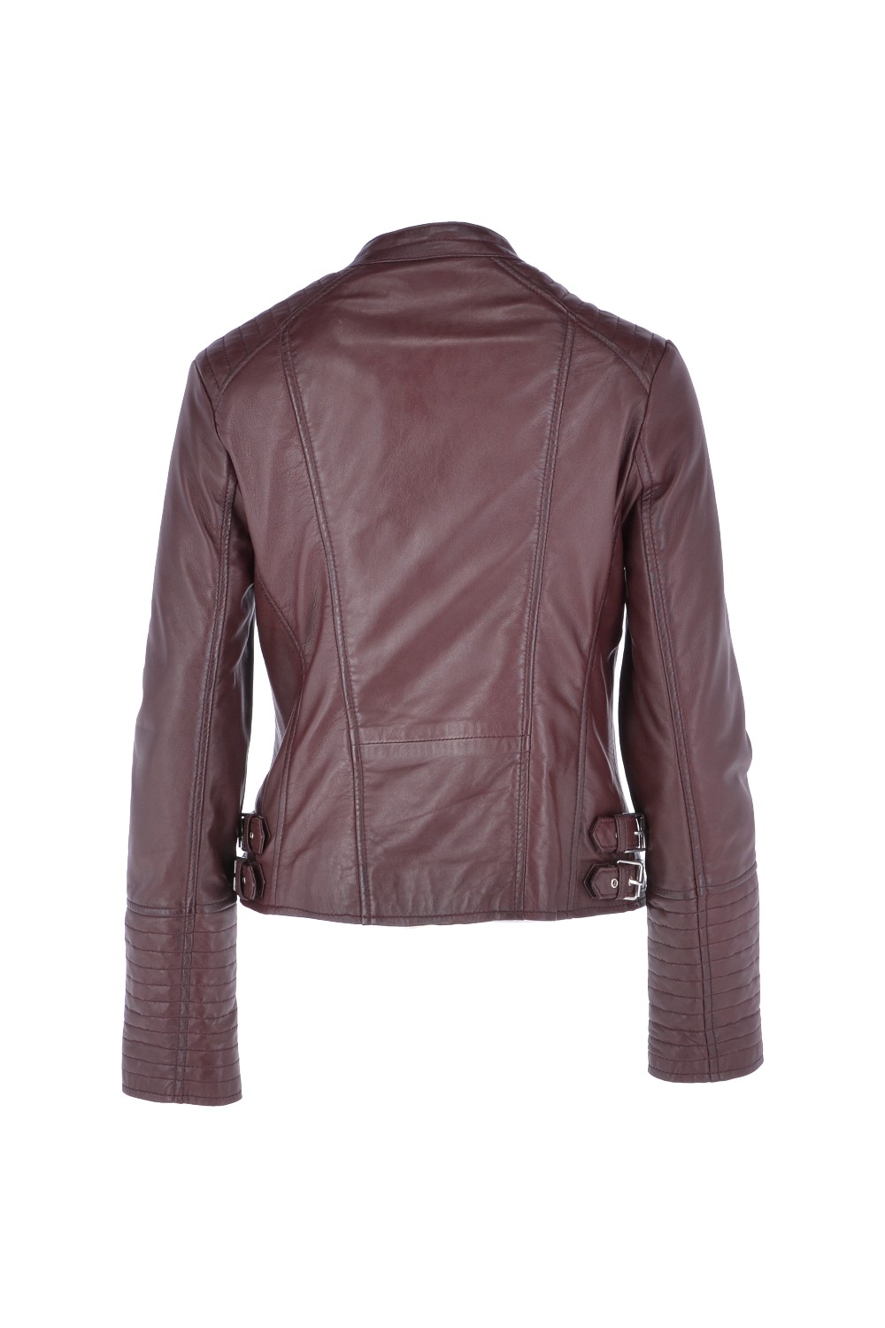 Burgundy Ashwood Leather Burgundy 'Casey' Real Leather Biker Jacket, Image 3 of 4