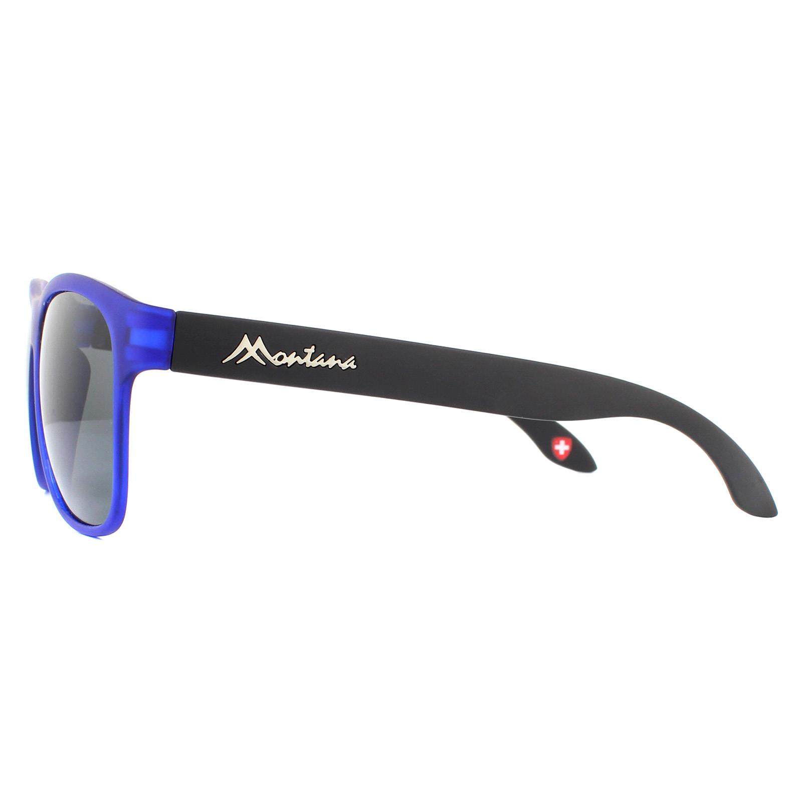 Blue Montana Blue Rectangle Blue with Black Rubbertouch Black Polarized Sunglasses, Image 3 of 4