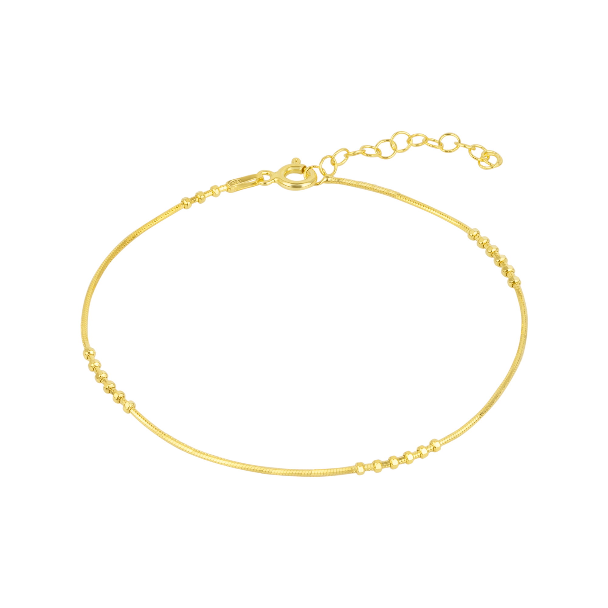 Gold Six Beads Sterling Silver Bracelet, Image 1 of 6