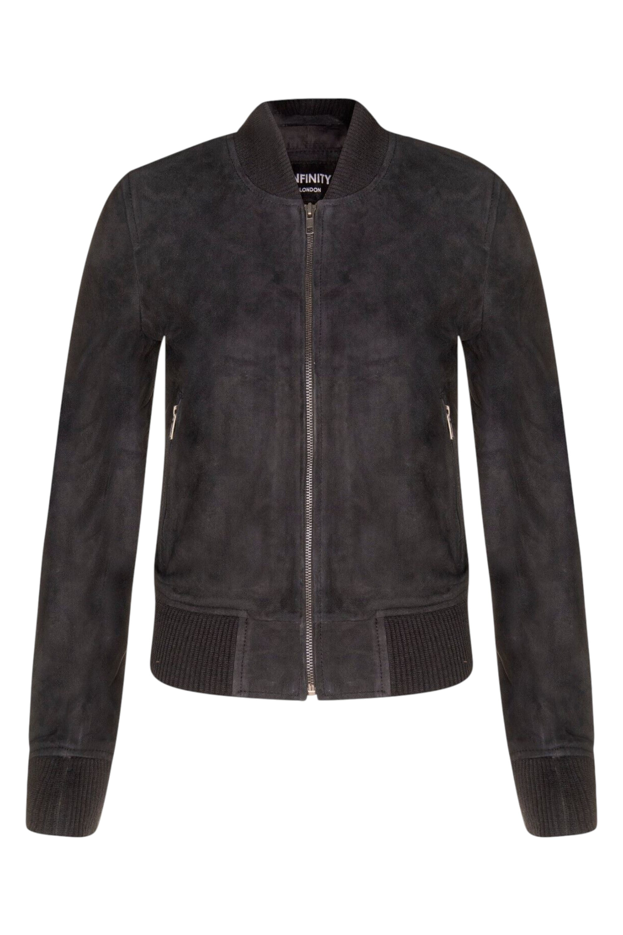 Black Womens MA-1 Suede Bomber Jacket-Arnhem, Image 1 of 4