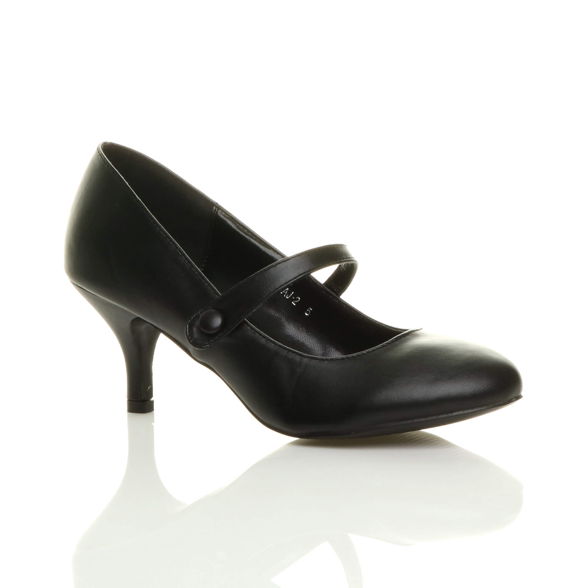 Black AJVANI Black Mid Heel Mary Jane Court Shoes, Image 1 of 6