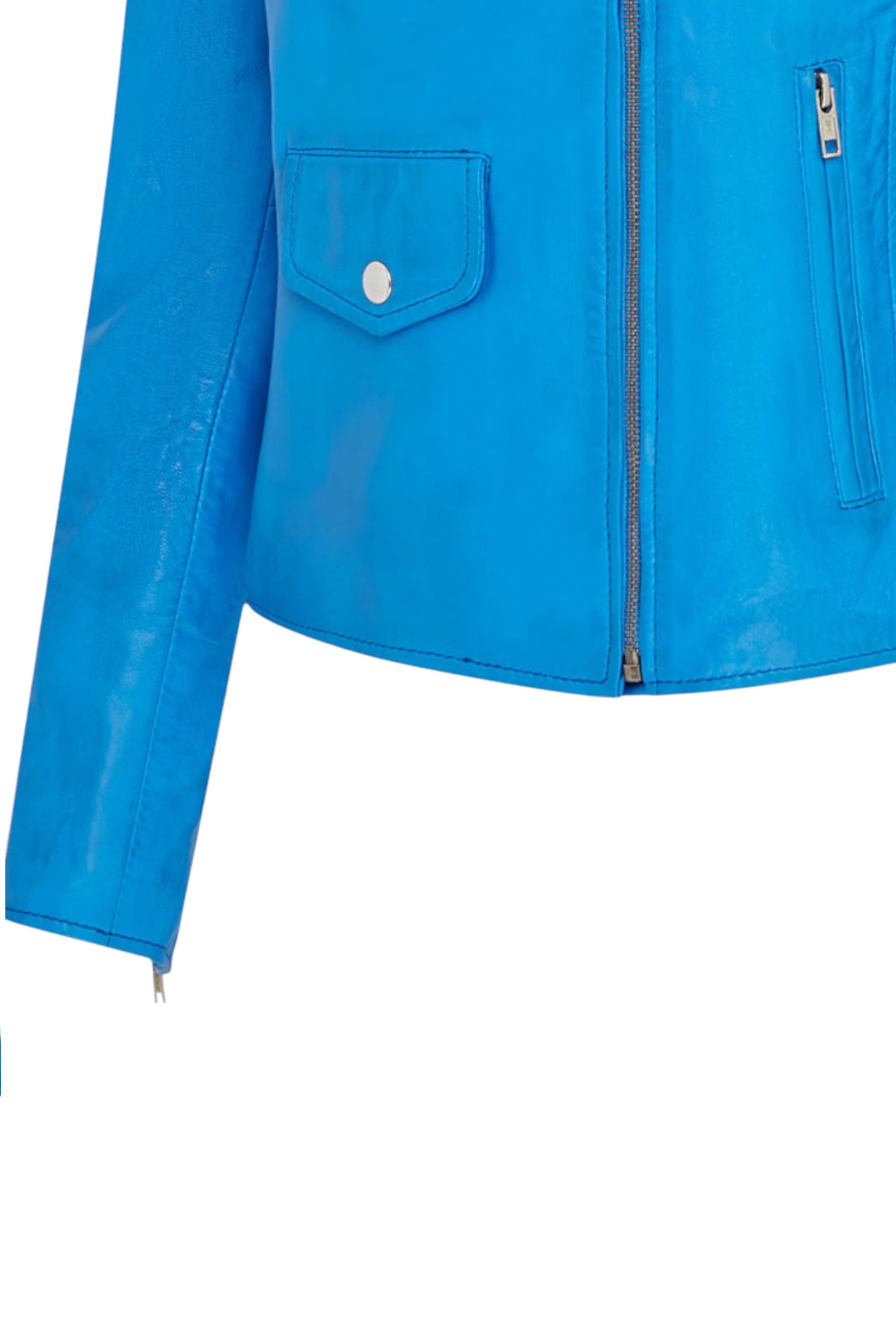 Blue Infinity Leather Blue Brando Biker Leather Jacket-Broome, Image 6 of 7