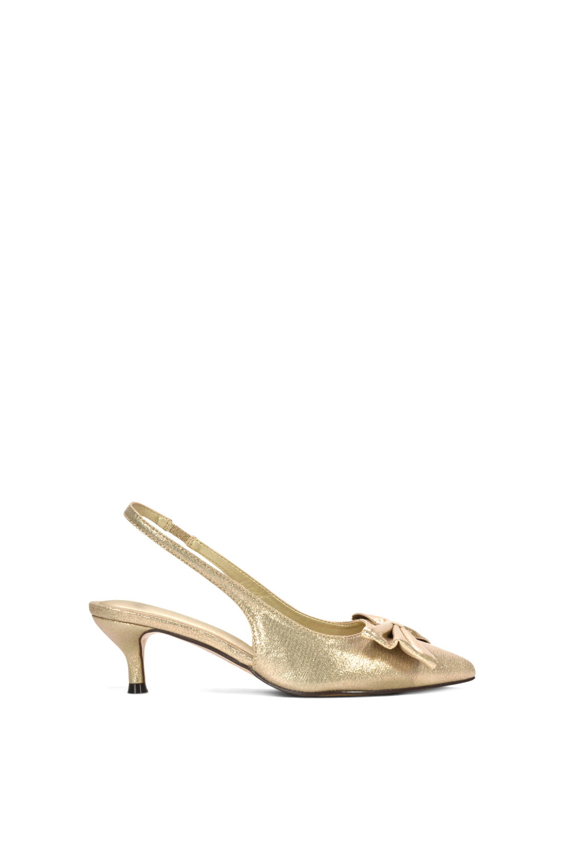 Metallic Slingback Kitten Heel Bow Pointed Toe Bridal Court Shoes