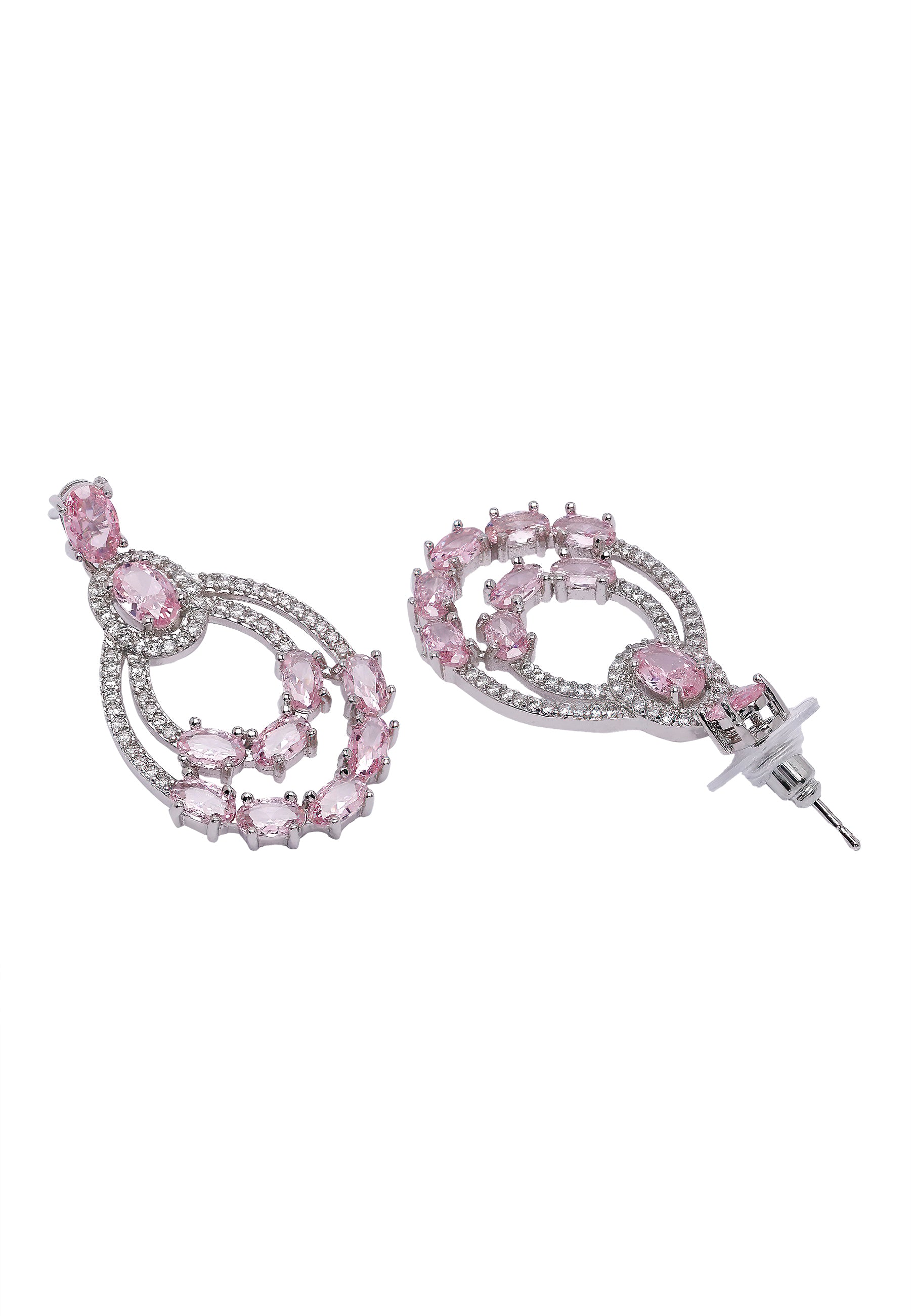 Light Pink Diva Double Layered Danglers, Image 3 of 5