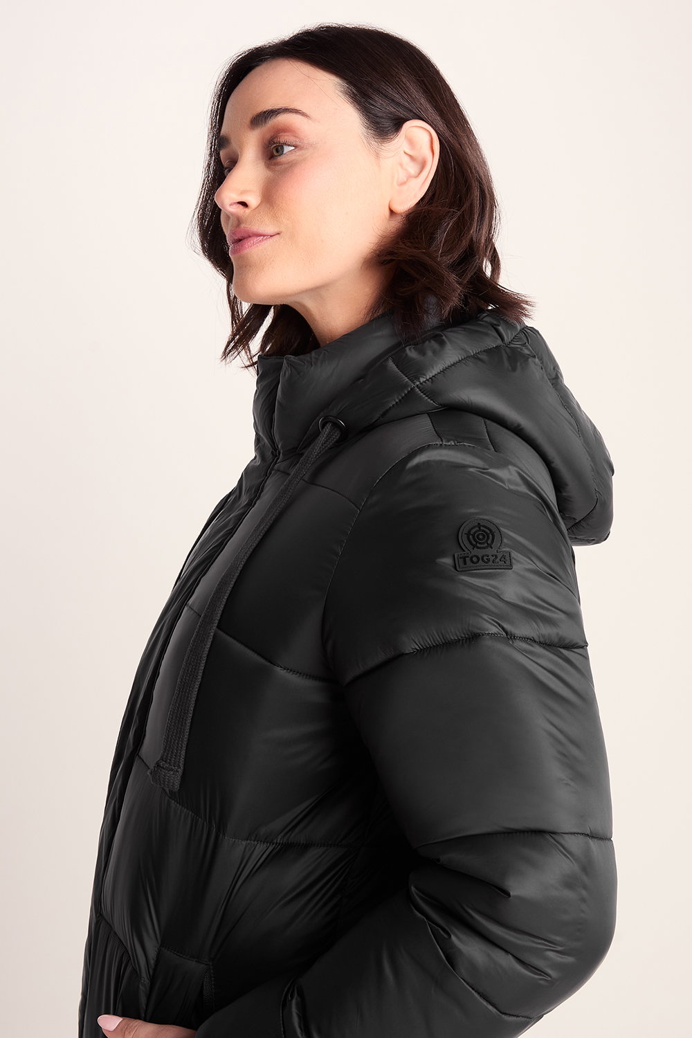 Black Cautley Long Padded Shower Resistant Jacket, Image 5 of 6