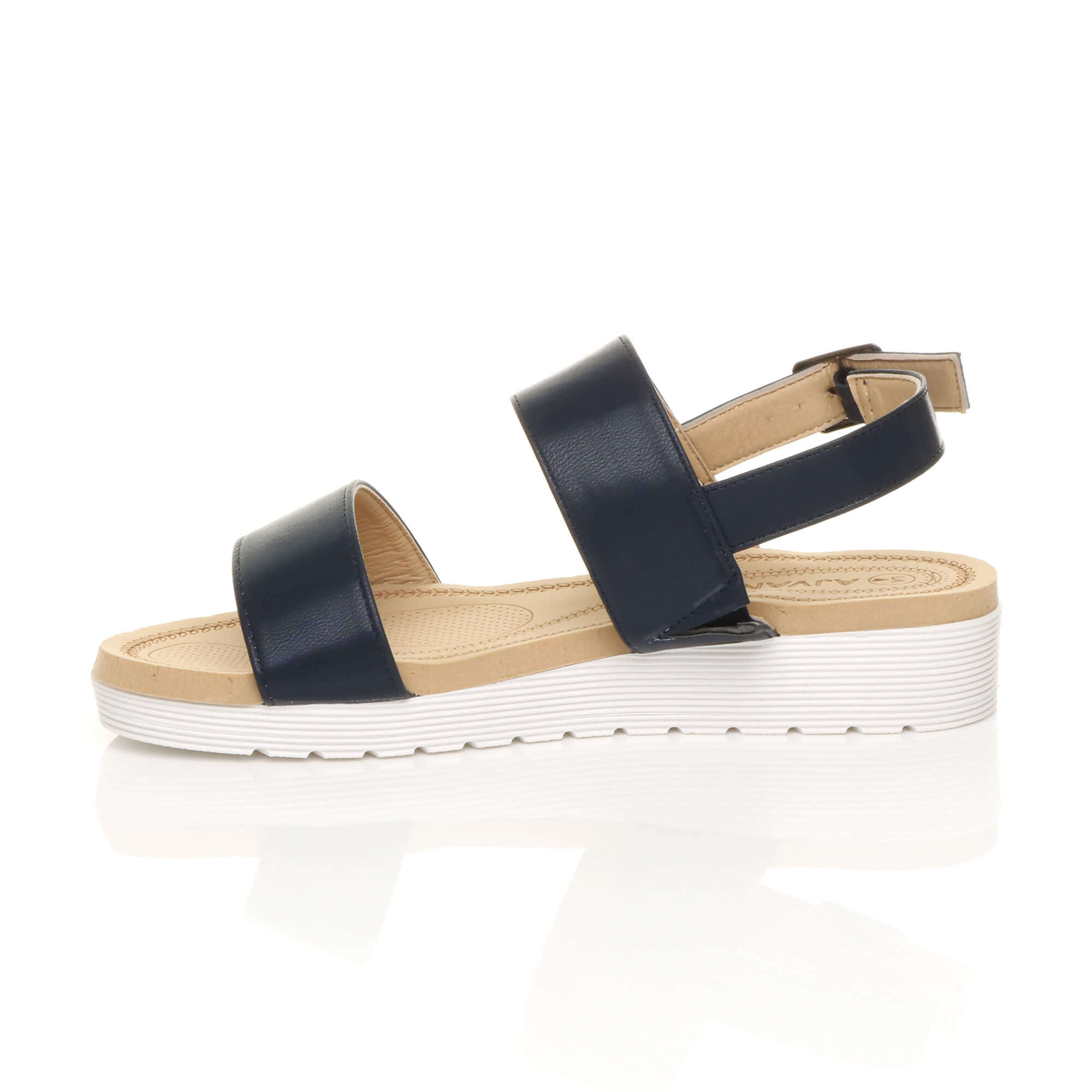 Navy Blue AJVANI Navy Blue Flatform Strappy Sandals, Image 3 of 6