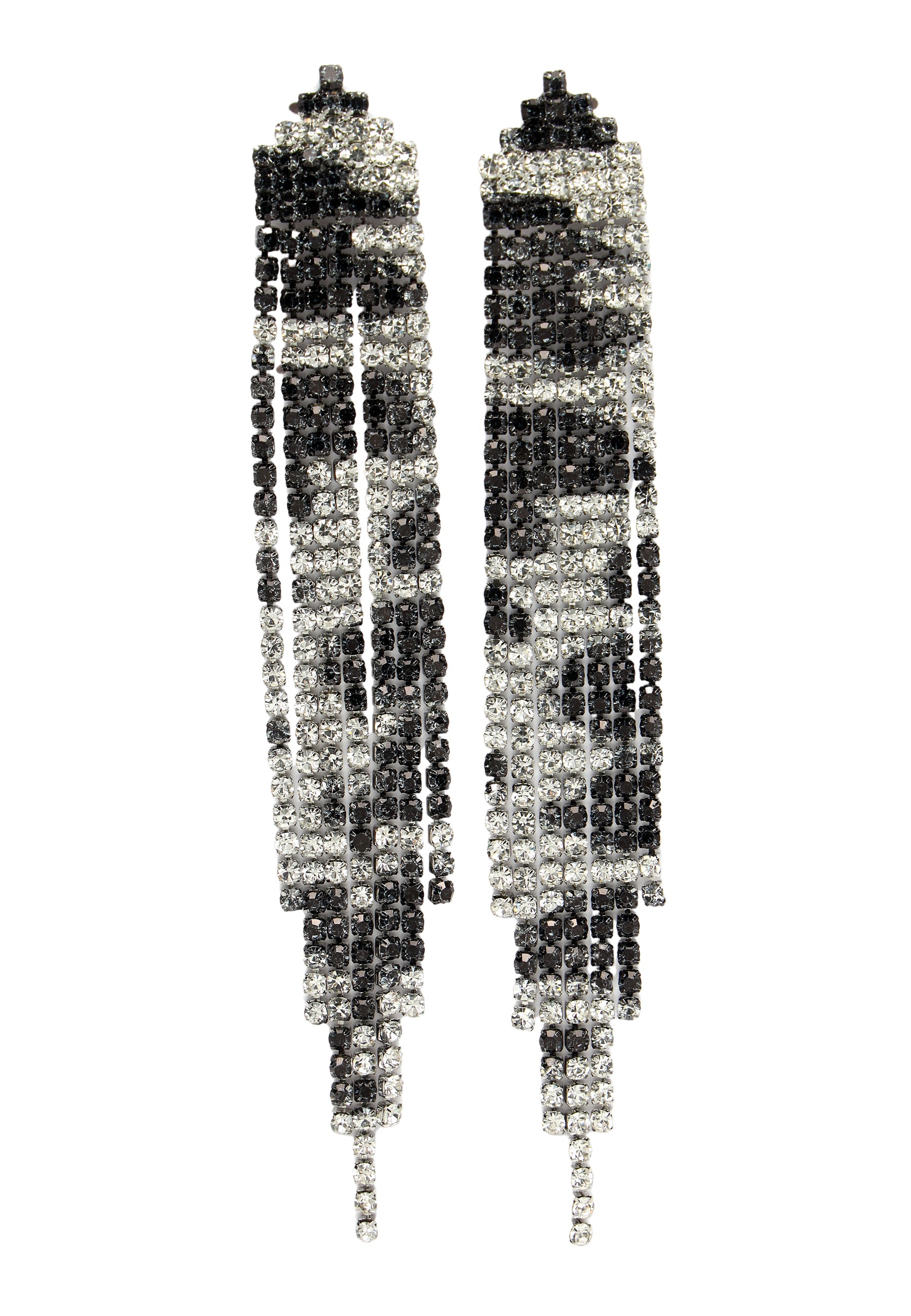Black Diva Collection Long Fringe Chandelier Earrings