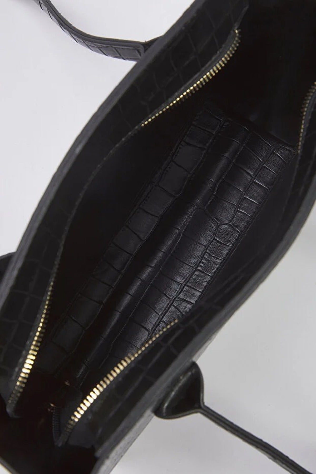 Black Croc Effect Structured Tote Bag, Image 3 of 4