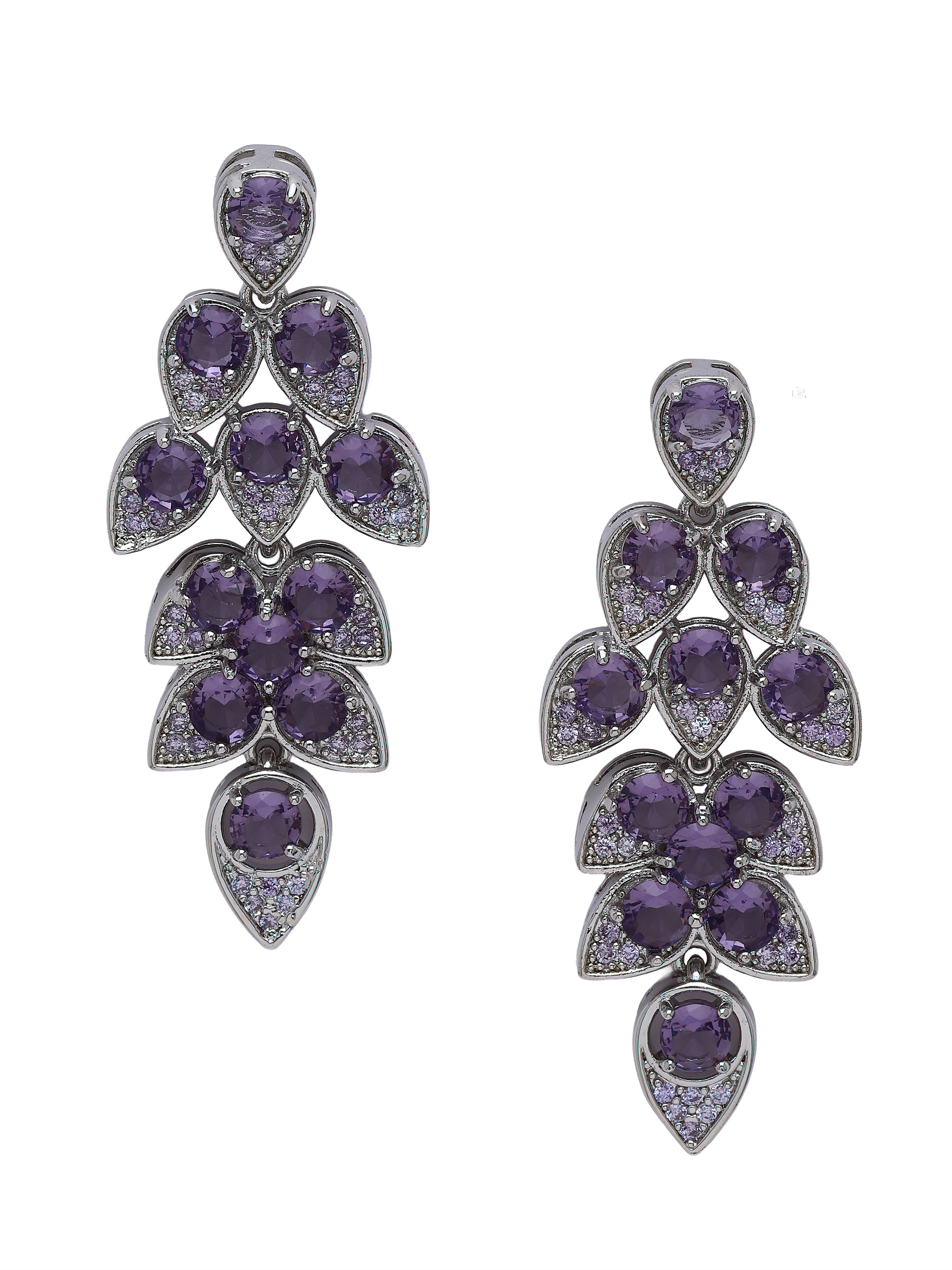 Purple Cluster Vine Drop Earrings