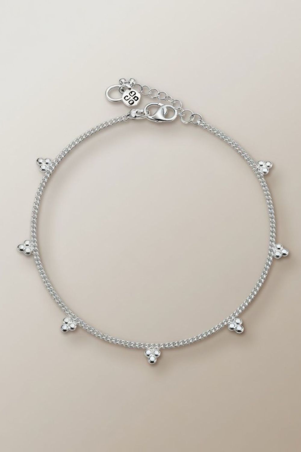 Silver Sterling Silver Grape Summer Indie Boho Silver Payal Indian Anklet, Image 1 of 2