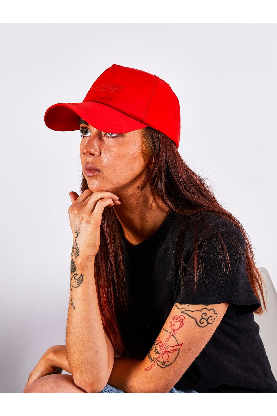 Orange Embroidered Baseball Cap in Setting Sun, Image 3 of 7