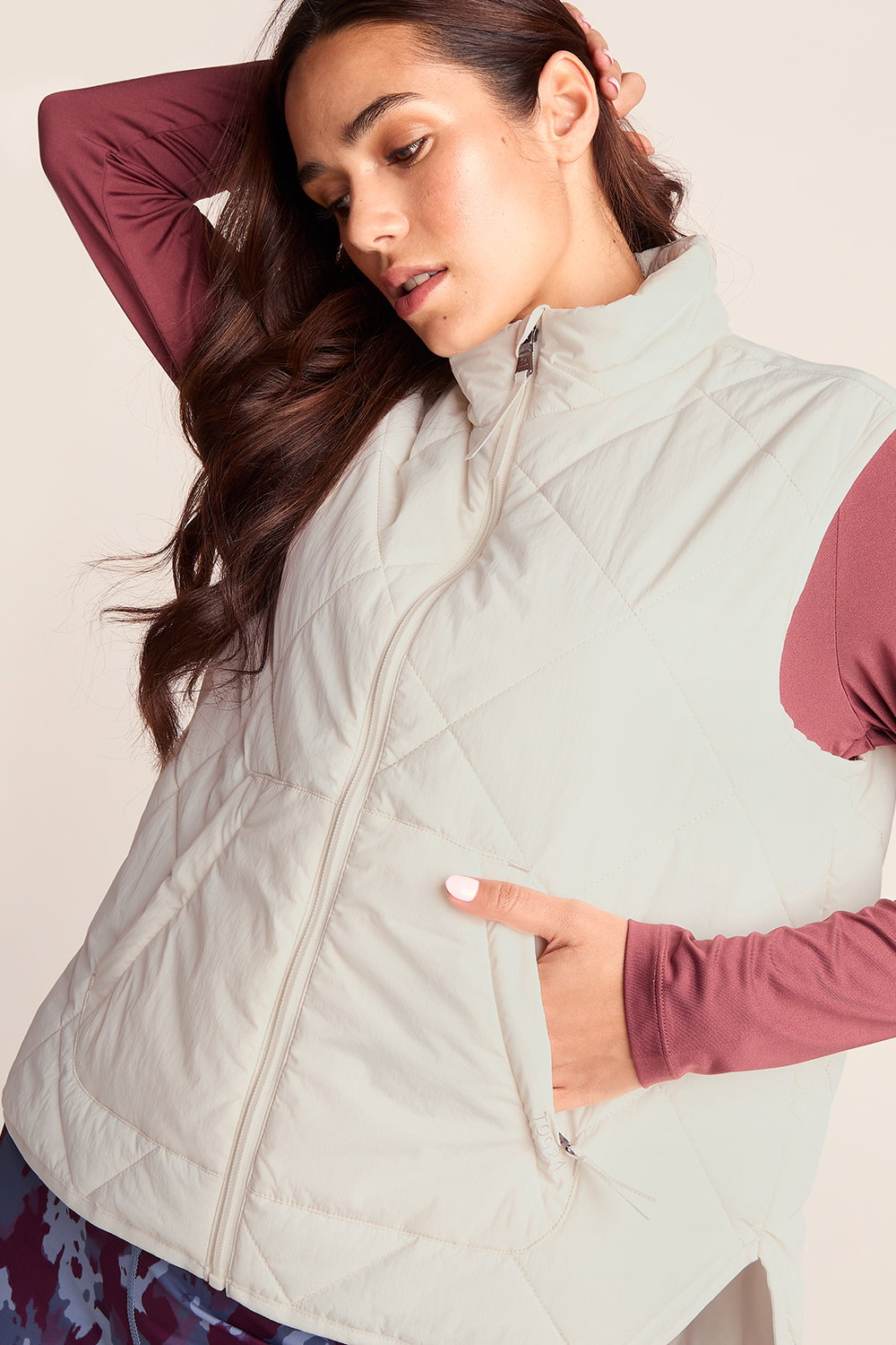 Cream Slaley Insulated Relaxed Fit Gilet, Image 5 of 6