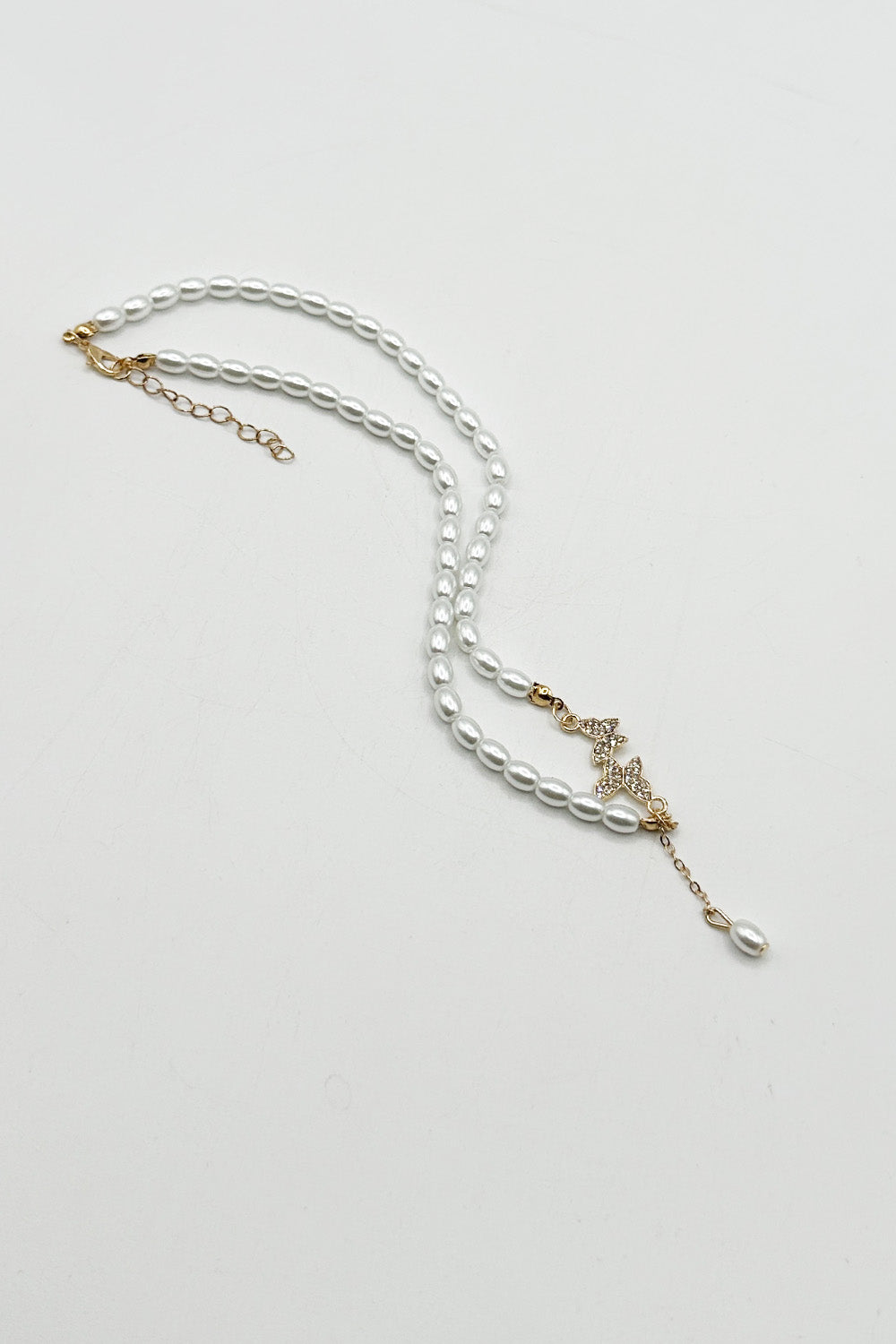 White Butterfly Pearl Chain Necklace - Gift Boxed, Image 3 of 4