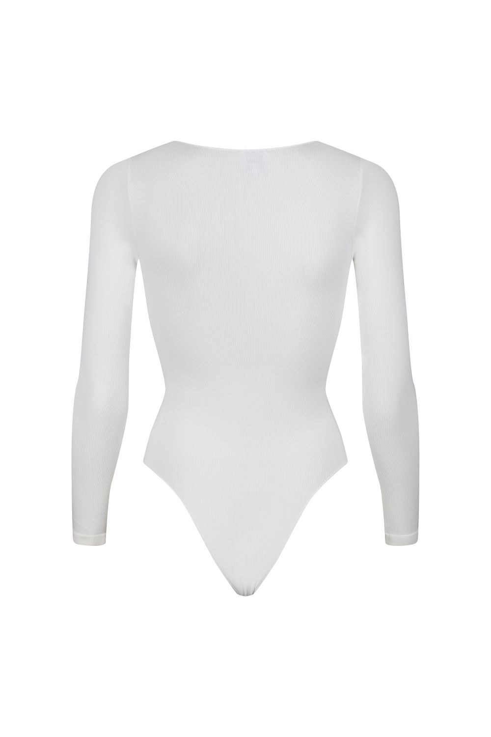 White Long Sleeve Sculpting Bodysuit Fit, Image 2 of 5