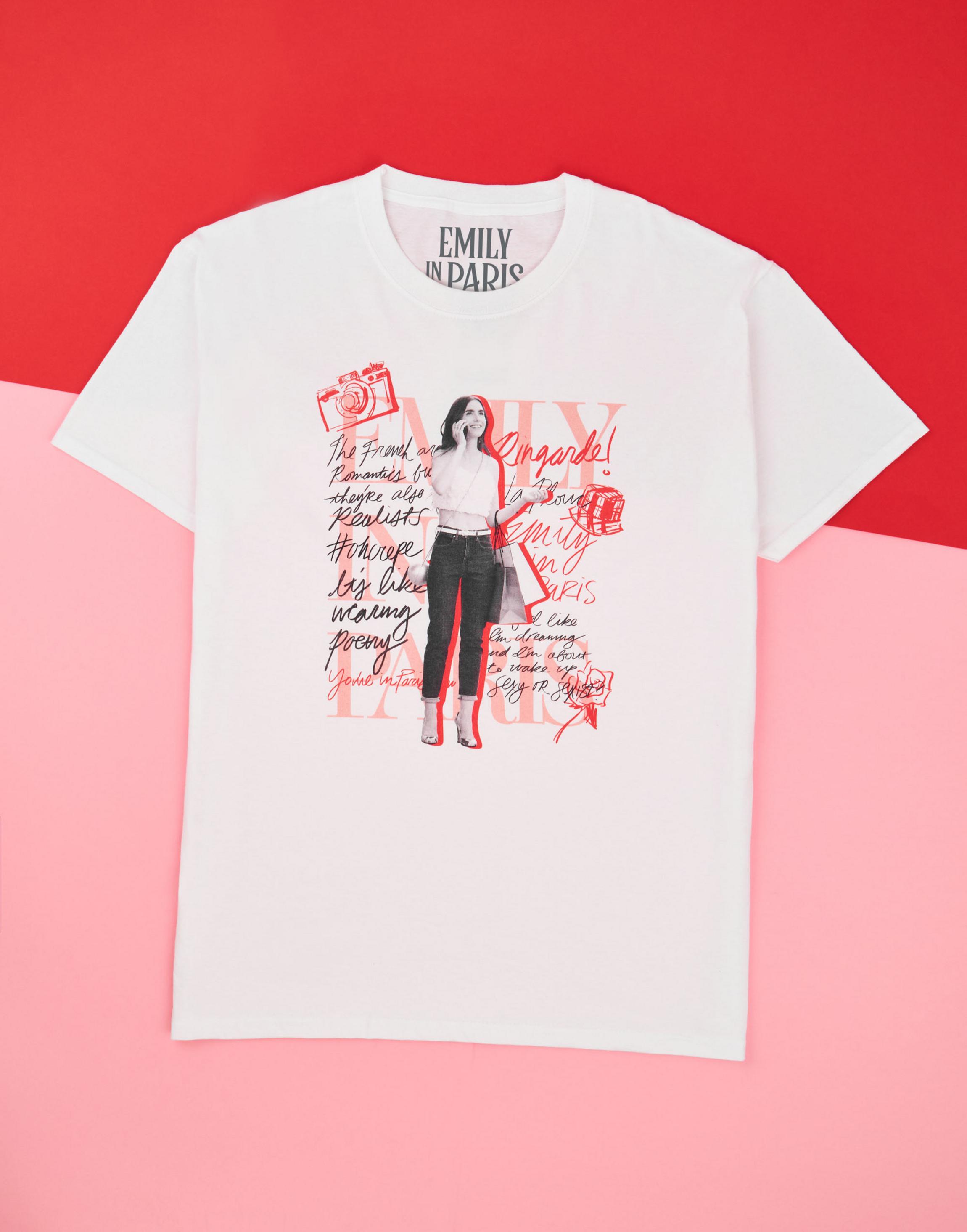 White Emily In Paris Mono Typography T-Shirt, Image 2 of 6