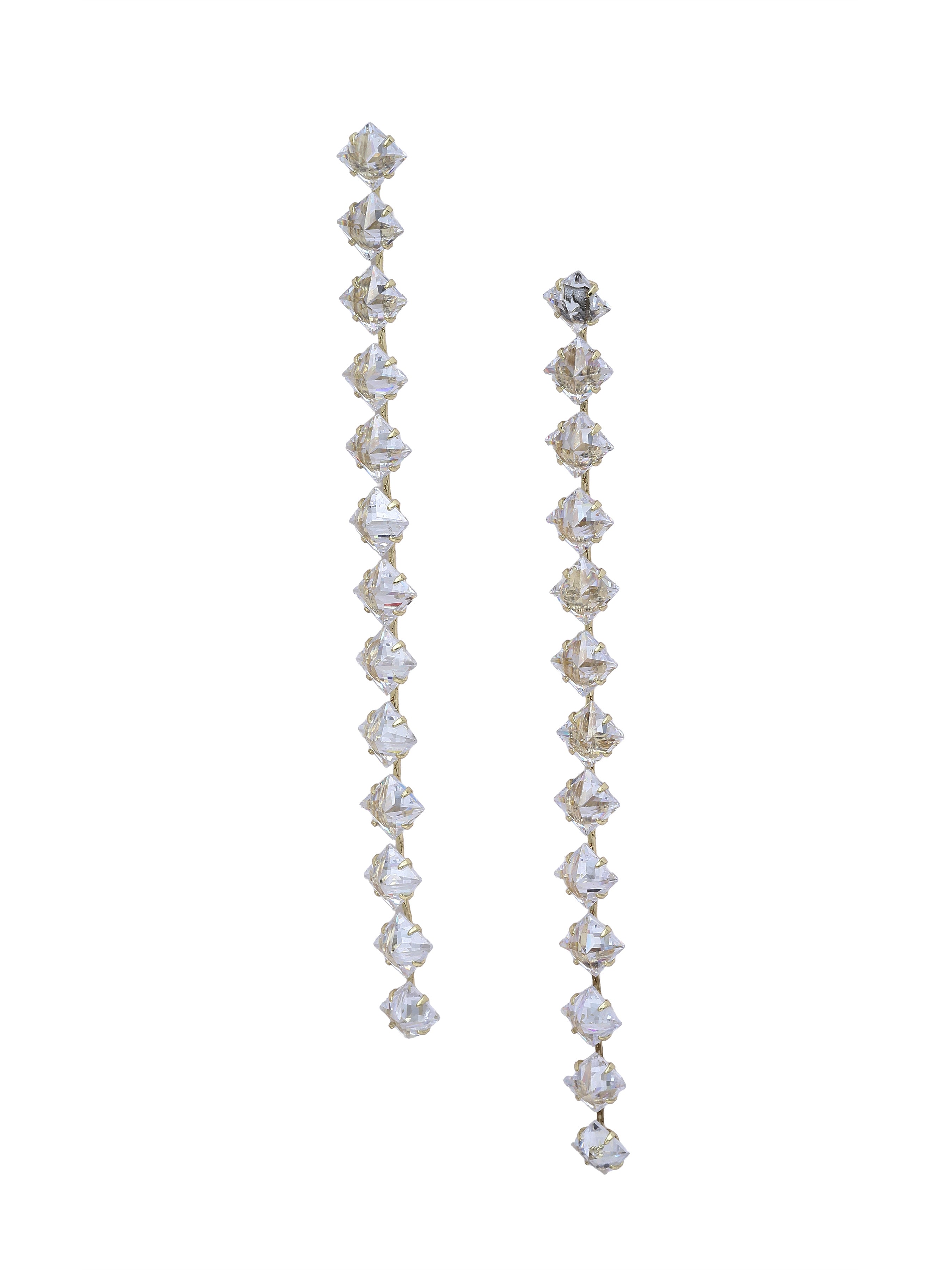 Metallic Crystal Line Drop Earrings