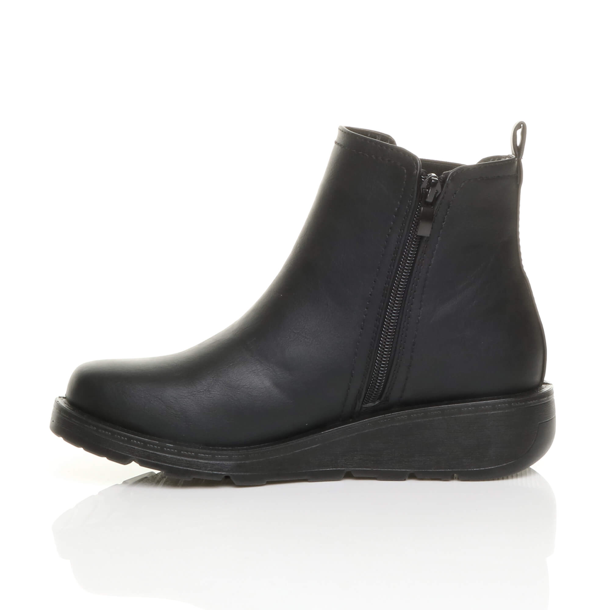 Black Low Wedge Comfort Ankle Chelsea Boots, Image 3 of 6