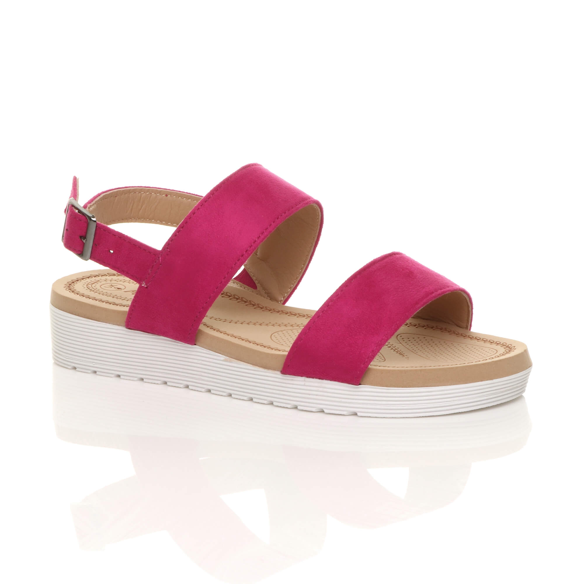 Fuchsia AJVANI Fuchsia Flatform Strappy Slingback Sandals, Image 1 of 6