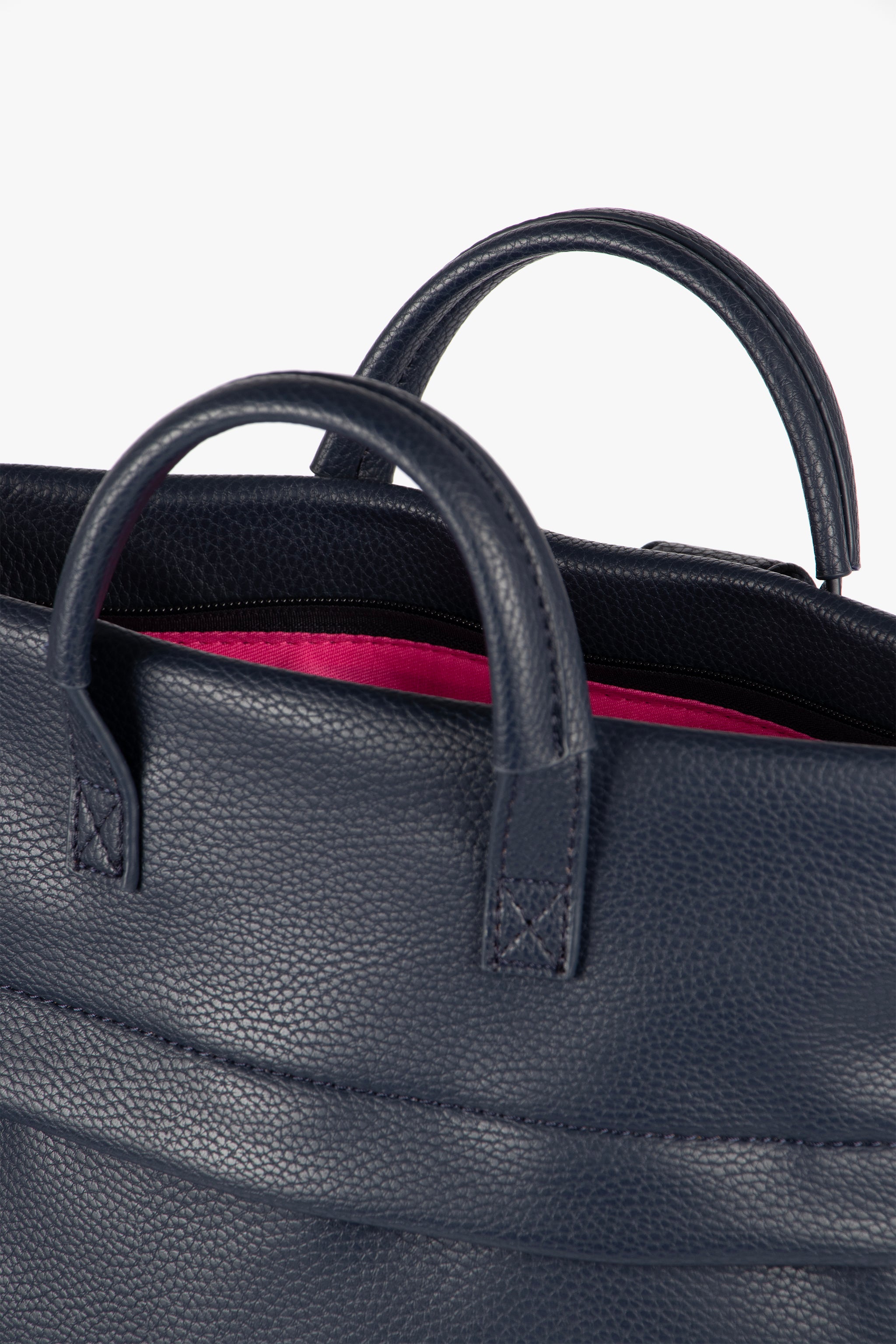 Navy Blue Top Handle Faux Leather Backpack, Image 5 of 5