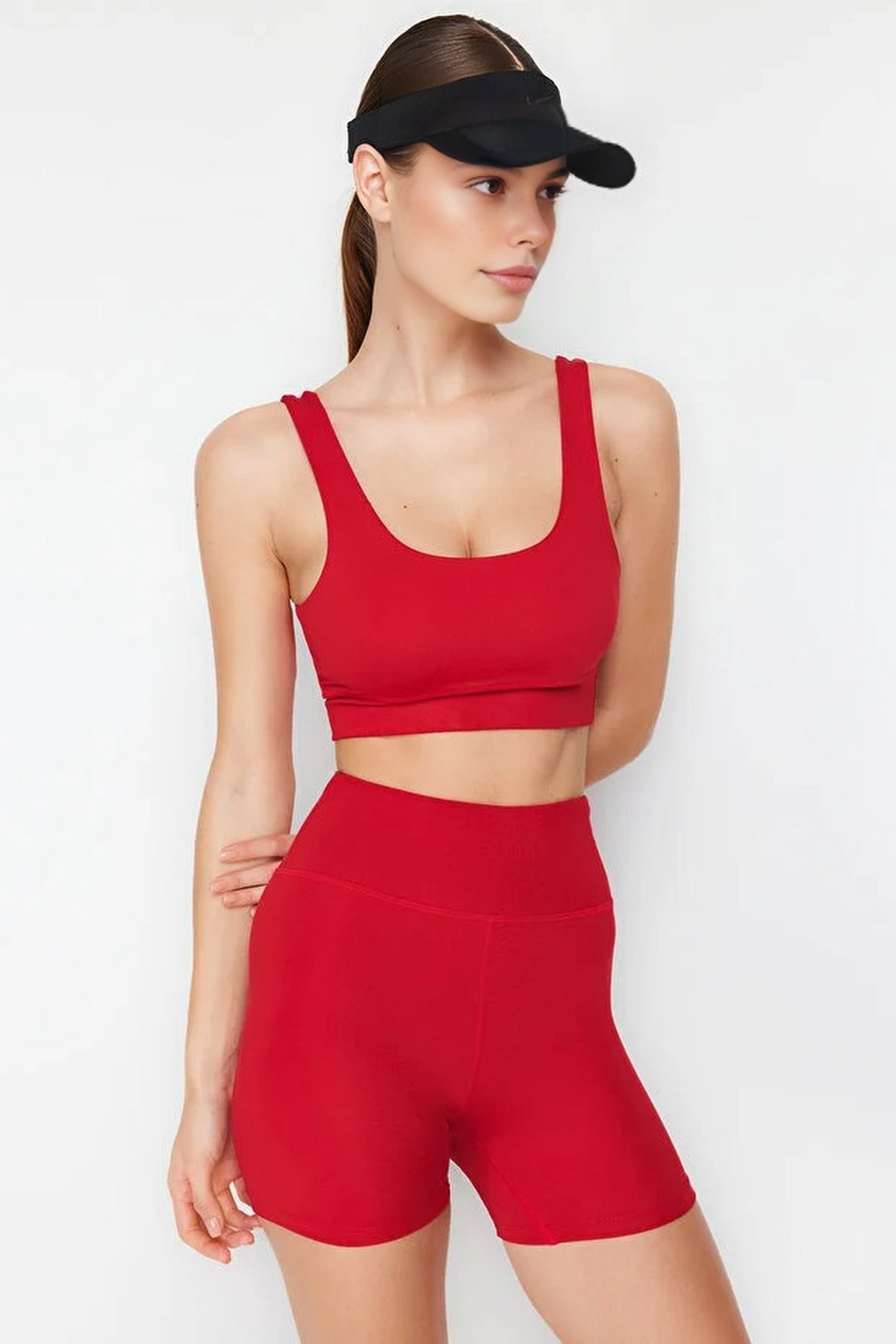 Black Scoop Neck Wide Strap Longline Supportive Sports Bra