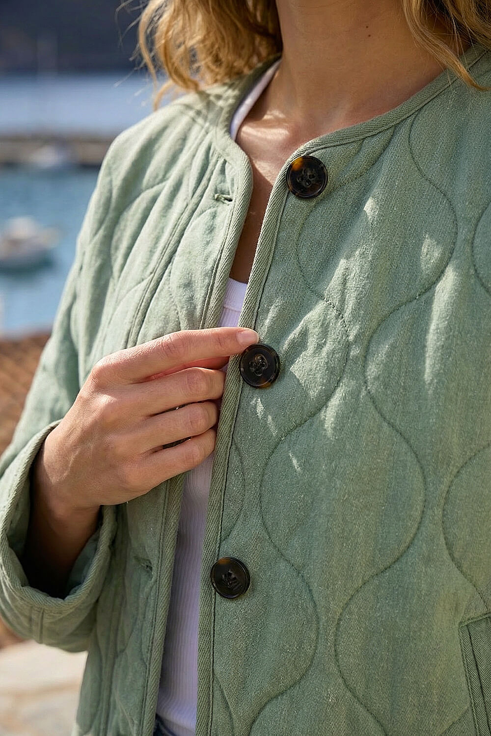 Sage Cotton Twill Quilted Jacket , Image 5 of 4