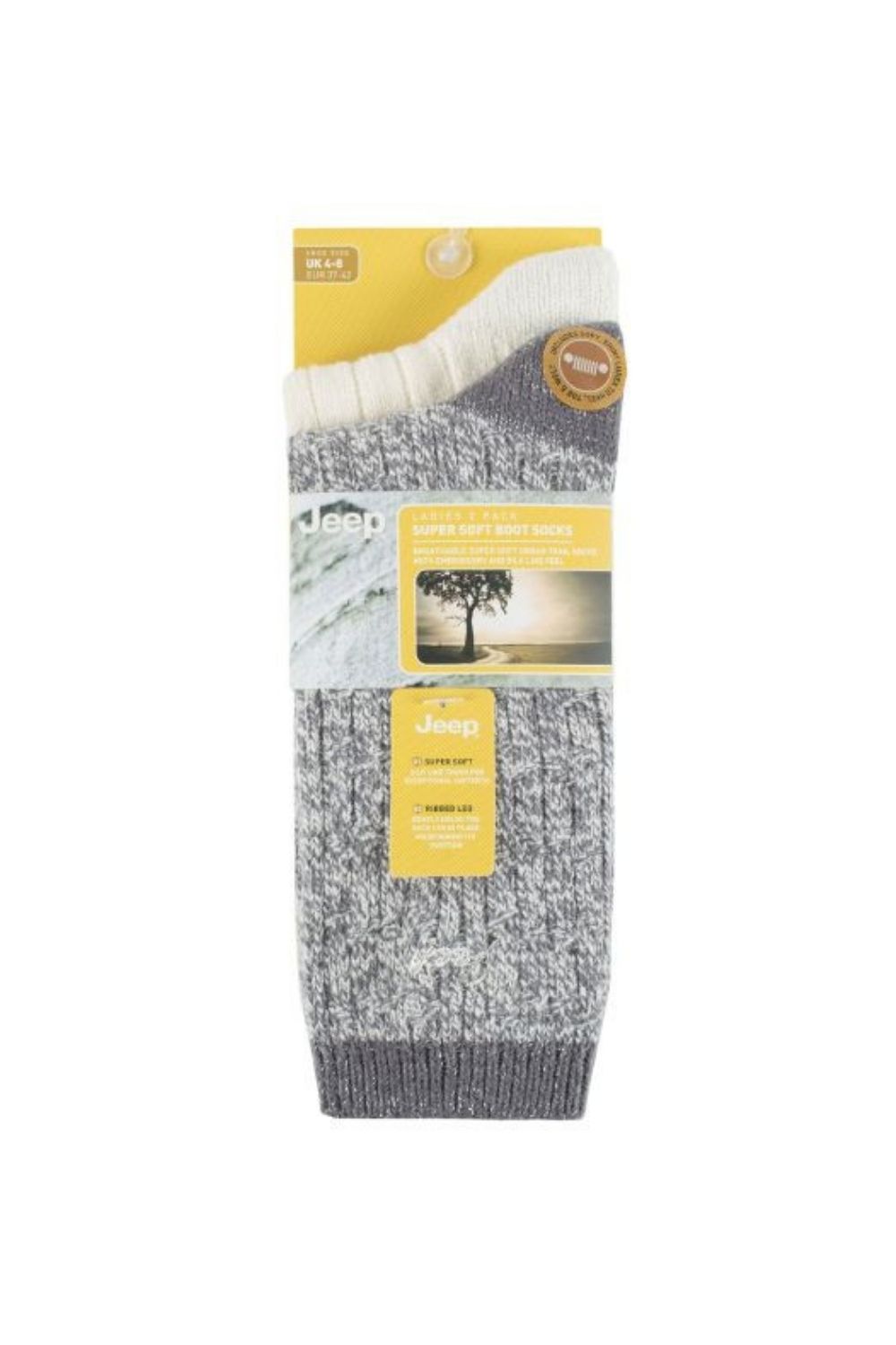 Light Grey 2 Pack Supersoft Hiking Boot Socks, Image 2 of 5