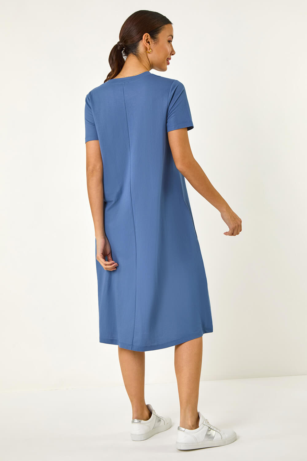 Blue Relaxed T-Shirt Jersey Dress, Image 4 of 5