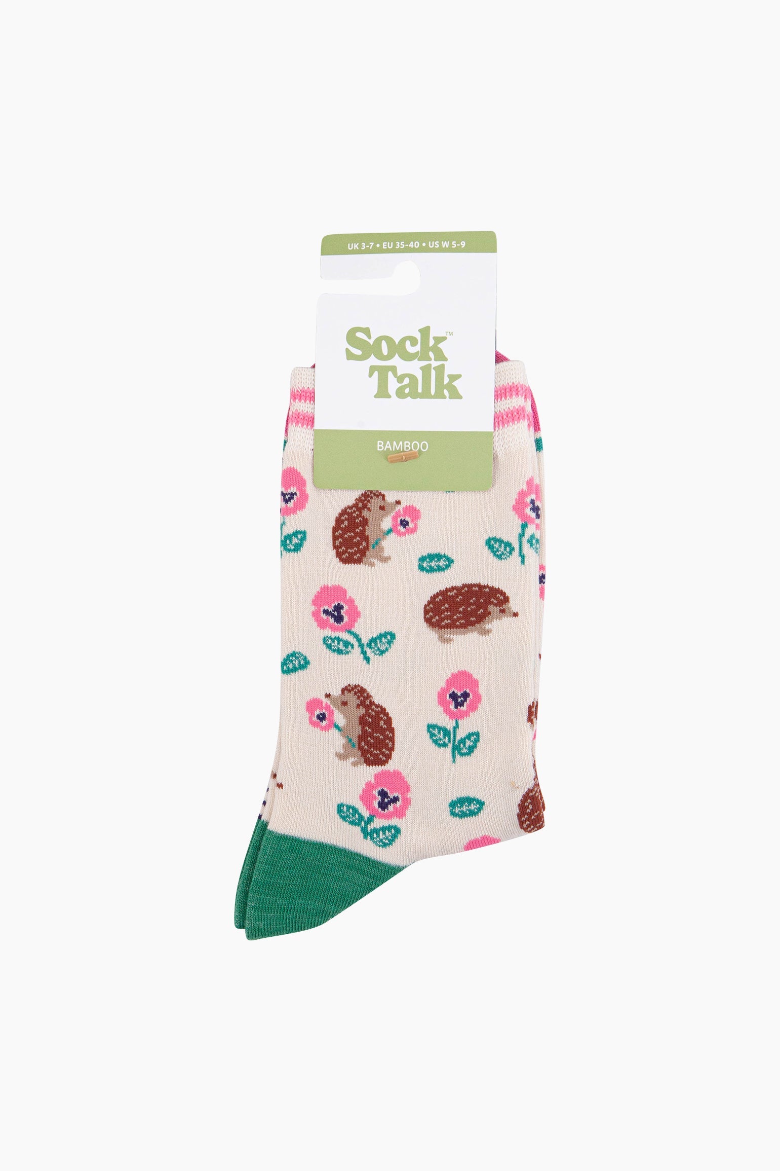 Cream Floral Hedgehog Bamboo Socks, Image 4 of 4