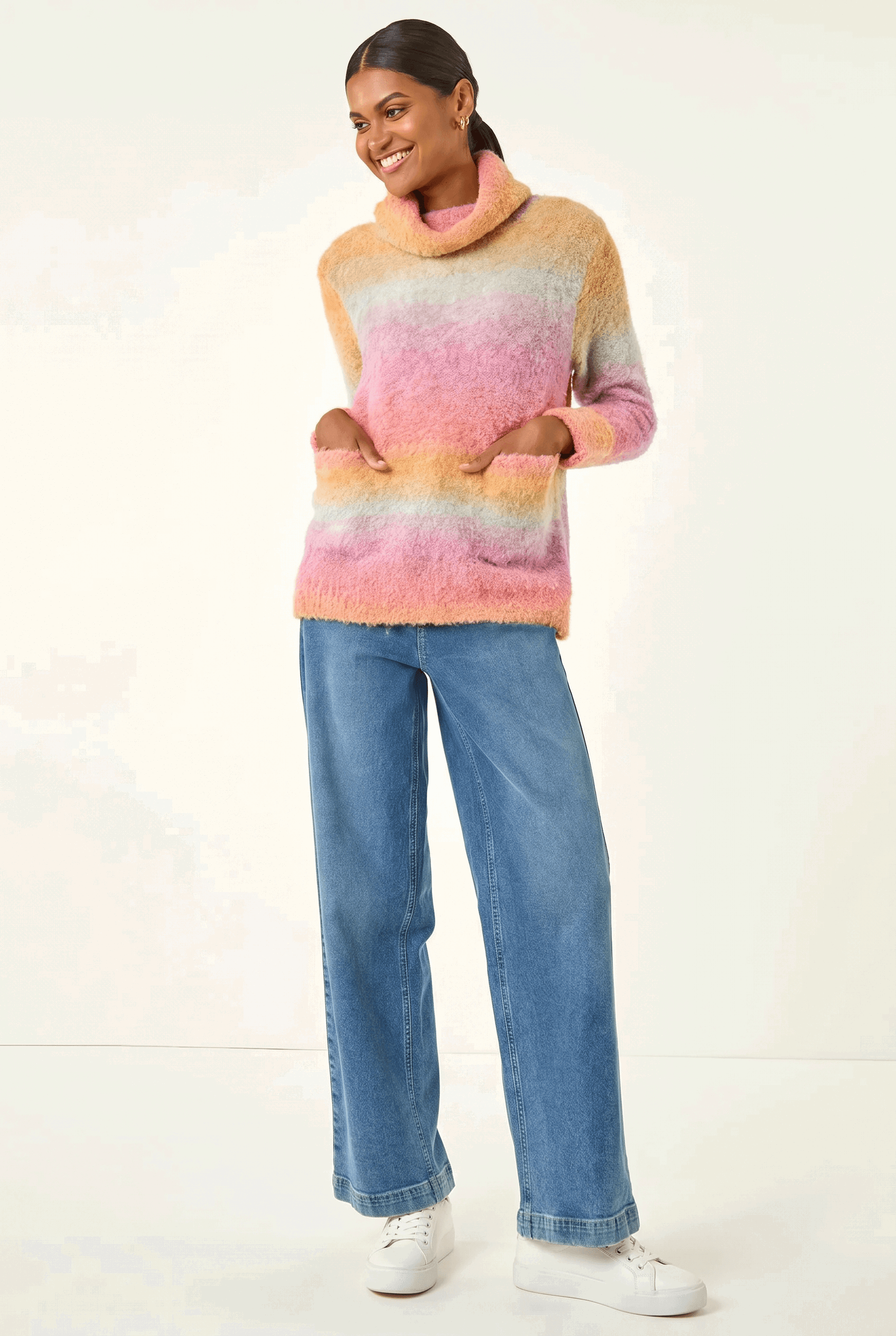 Orange Ombre Stripe Knit Jumper, Image 1 of 5