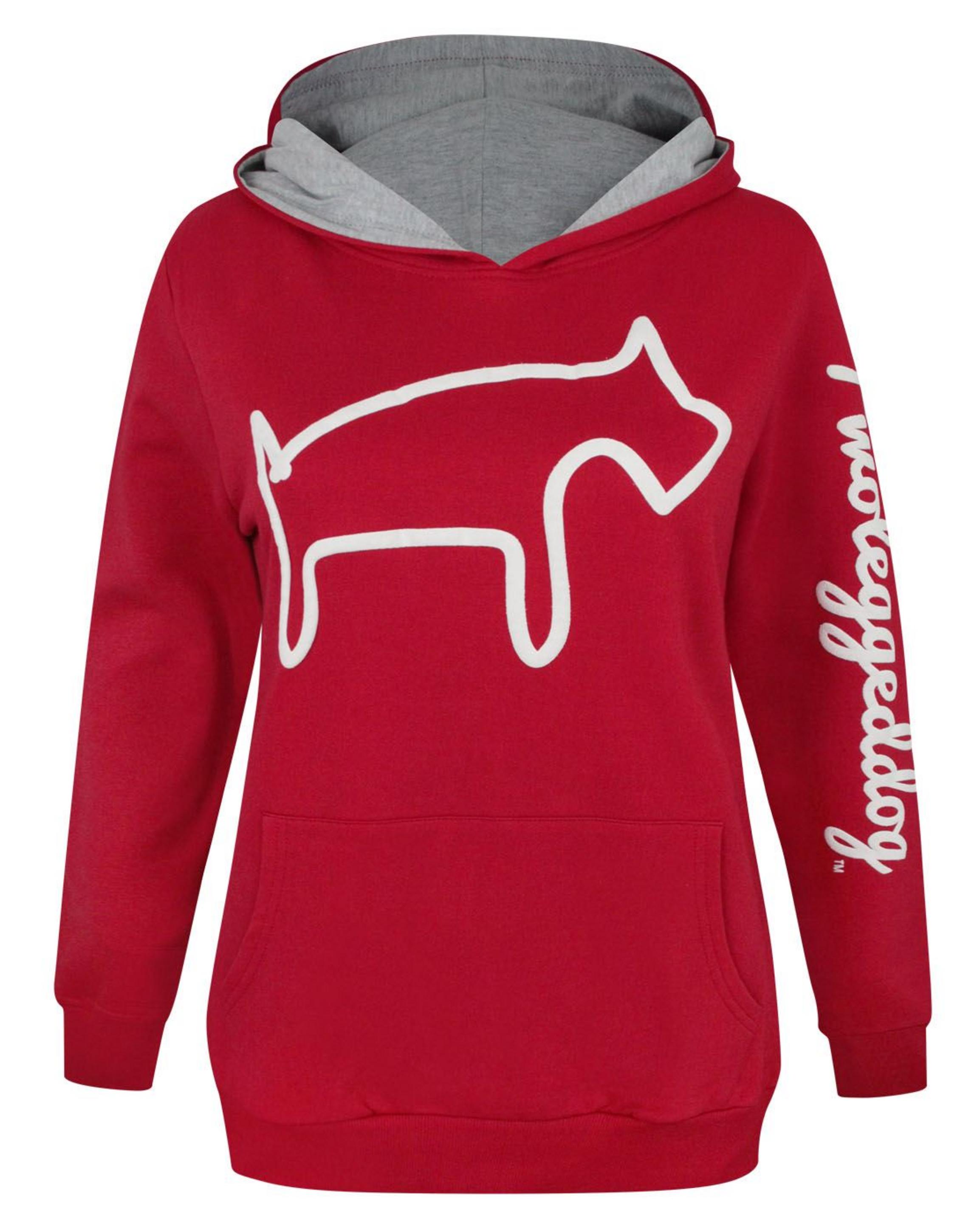 Red Two Legged Dog Puff Print Women's Hoodie, Image 1 of 1