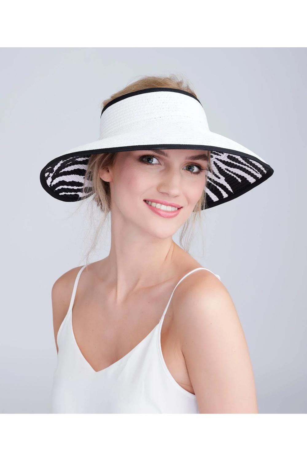 White Graciella - Wide Brim Visor - White, Image 1 of 2