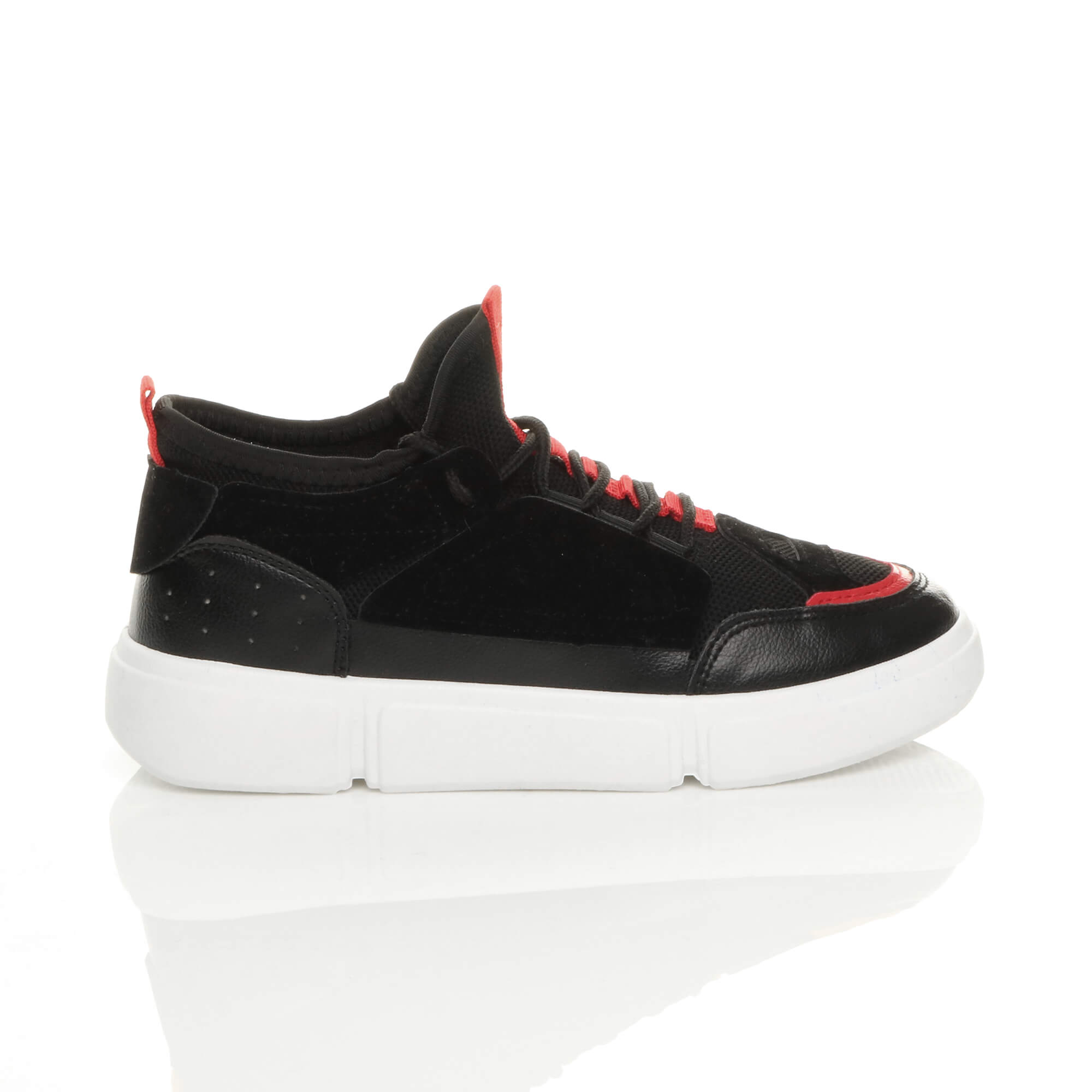 Black Retro Trainers Hi Tops, Image 2 of 6