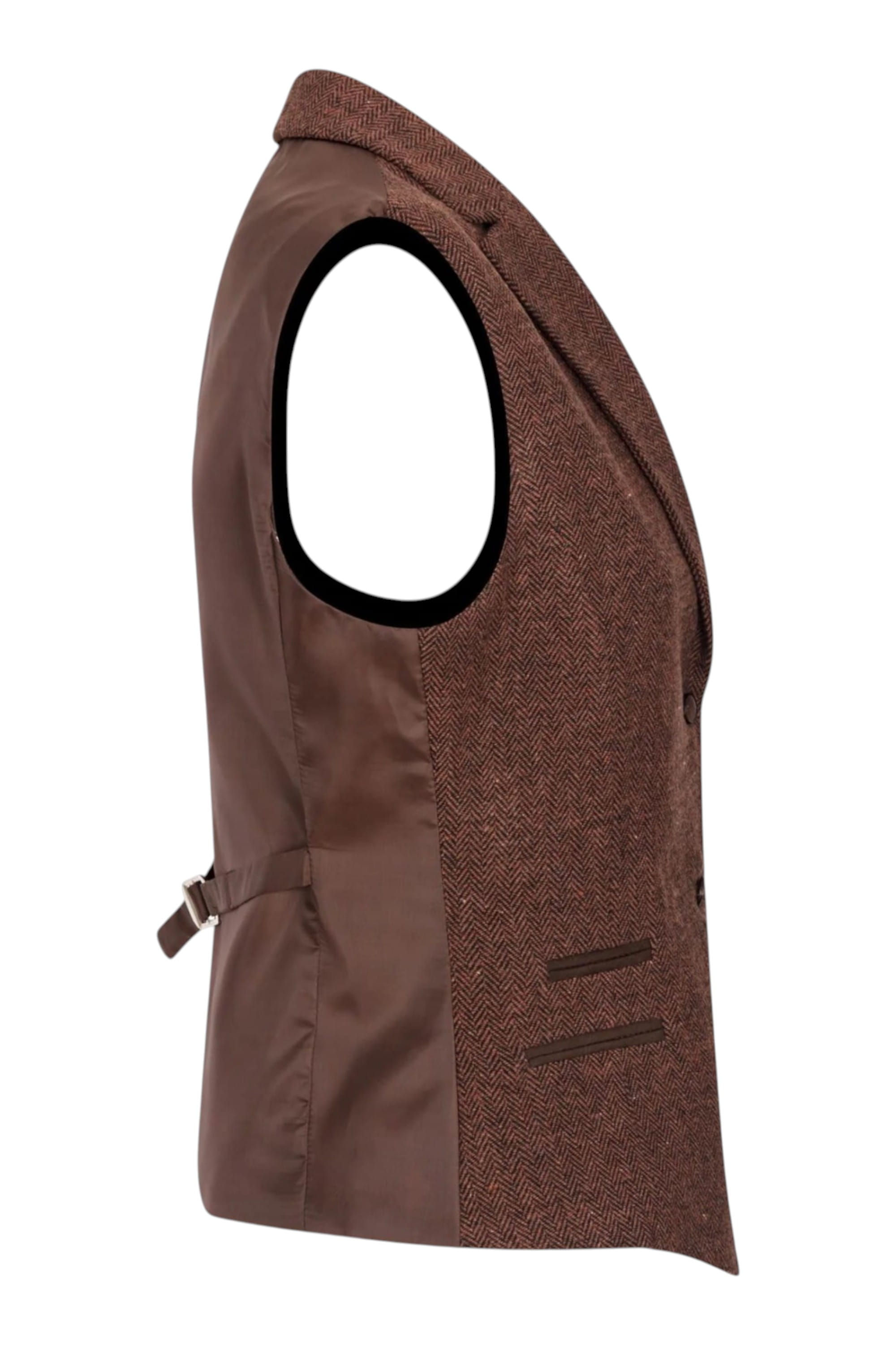 Rust Infinity Leather Rust Herringbone Wool Tweed Check Waistcoat, Image 3 of 4