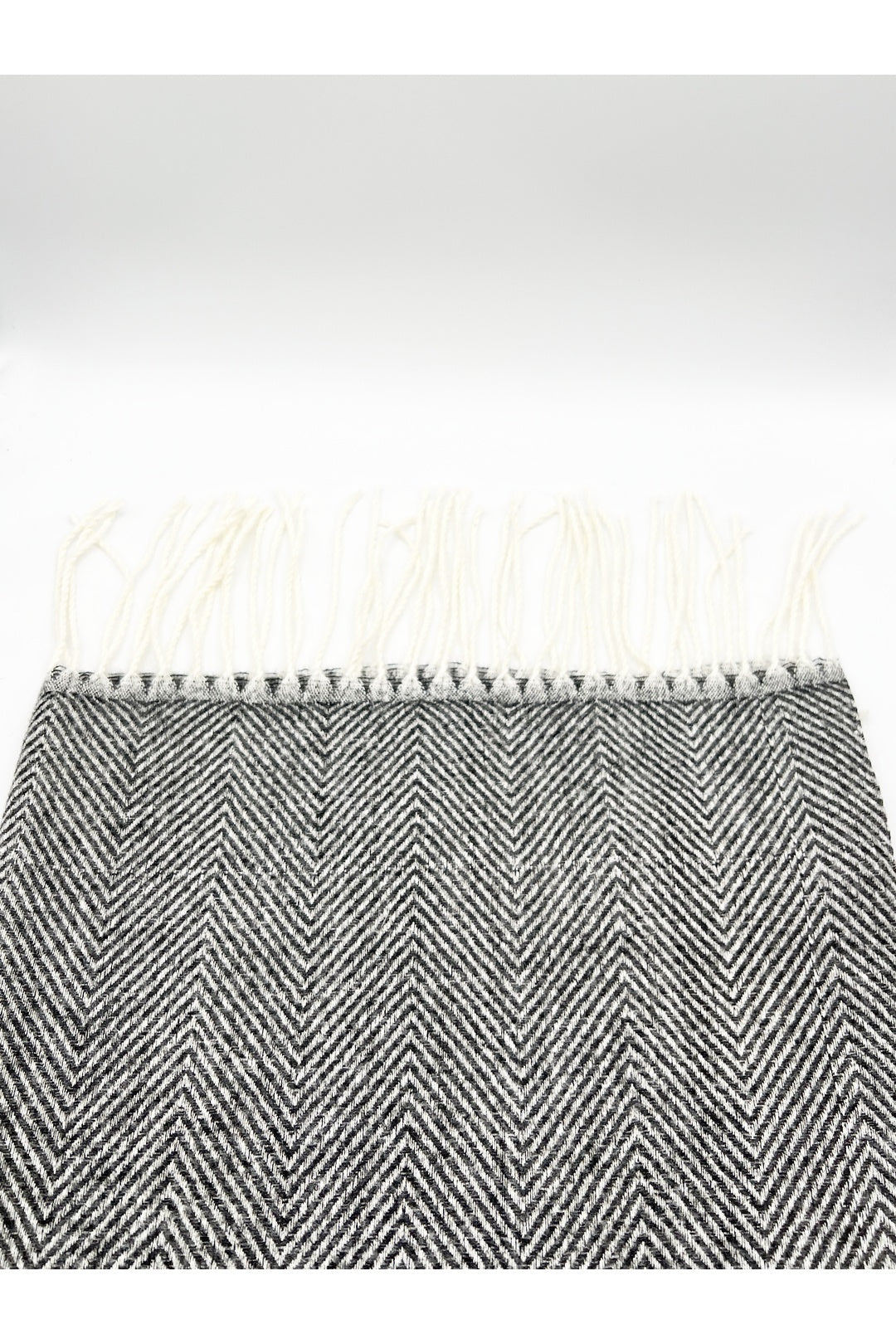 Black Herringbone Tassle Scarf, Image 5 of 5