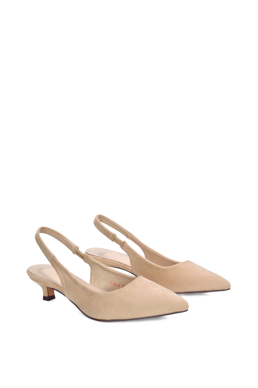 Beige 'Leila' Pointed Toe Low Kitten Heel Slingback Court Shoes, Image 4 of 5